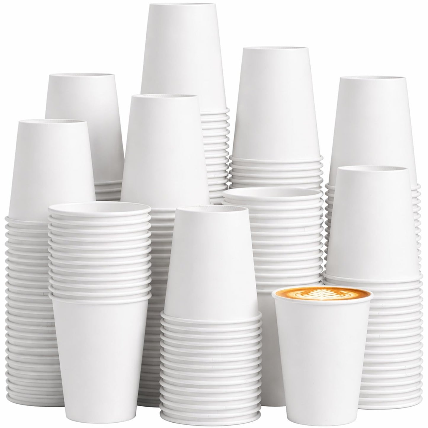 300 Pack 12 oz Disposable Paper Coffee Cups - Sturdy, Leak-Resistant for Hot & C1