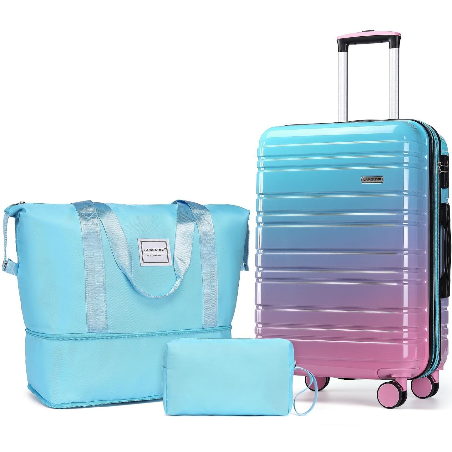 3-Piece Carry-On Luggage Set, 20" Hardshell Suitcase & Duffel Bag, TSA Approved,1