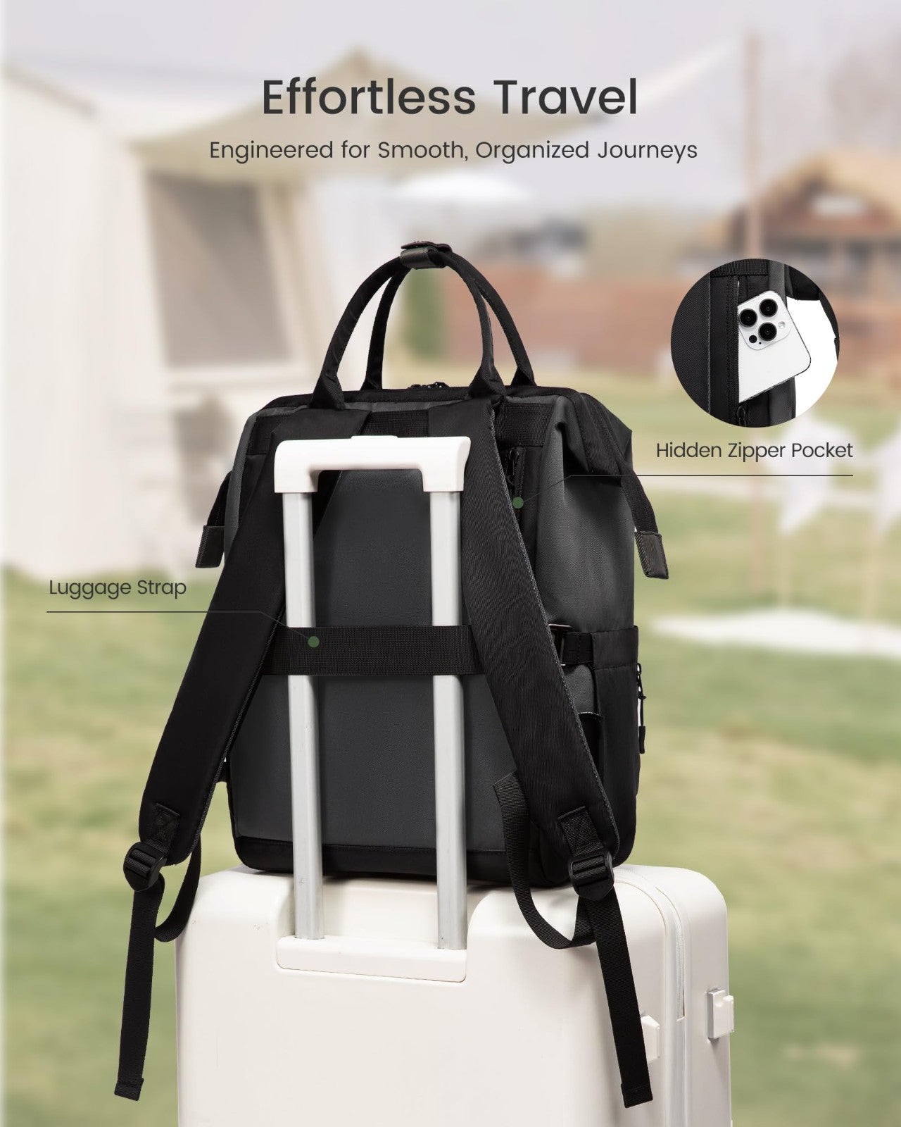 Stylish 15.6" Laptop Backpack for Women   Water Resistant Travel Bag, Large Capa5