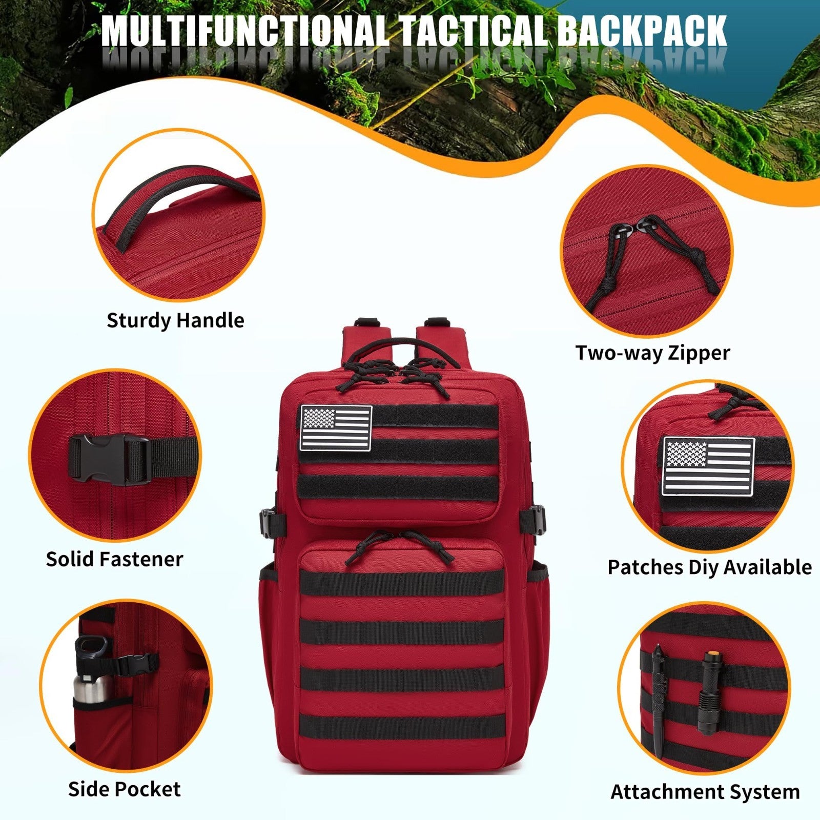 Waterproof Military Tactical Backpack   3 Day Assault Molle Daypack with Bottle3