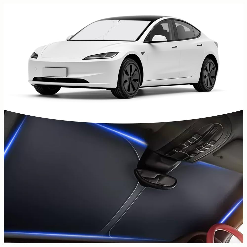 Foldable Car Windshield Sun Shade for Tesla Model 3/Y 2017-2026, Oxford Cloth, U1