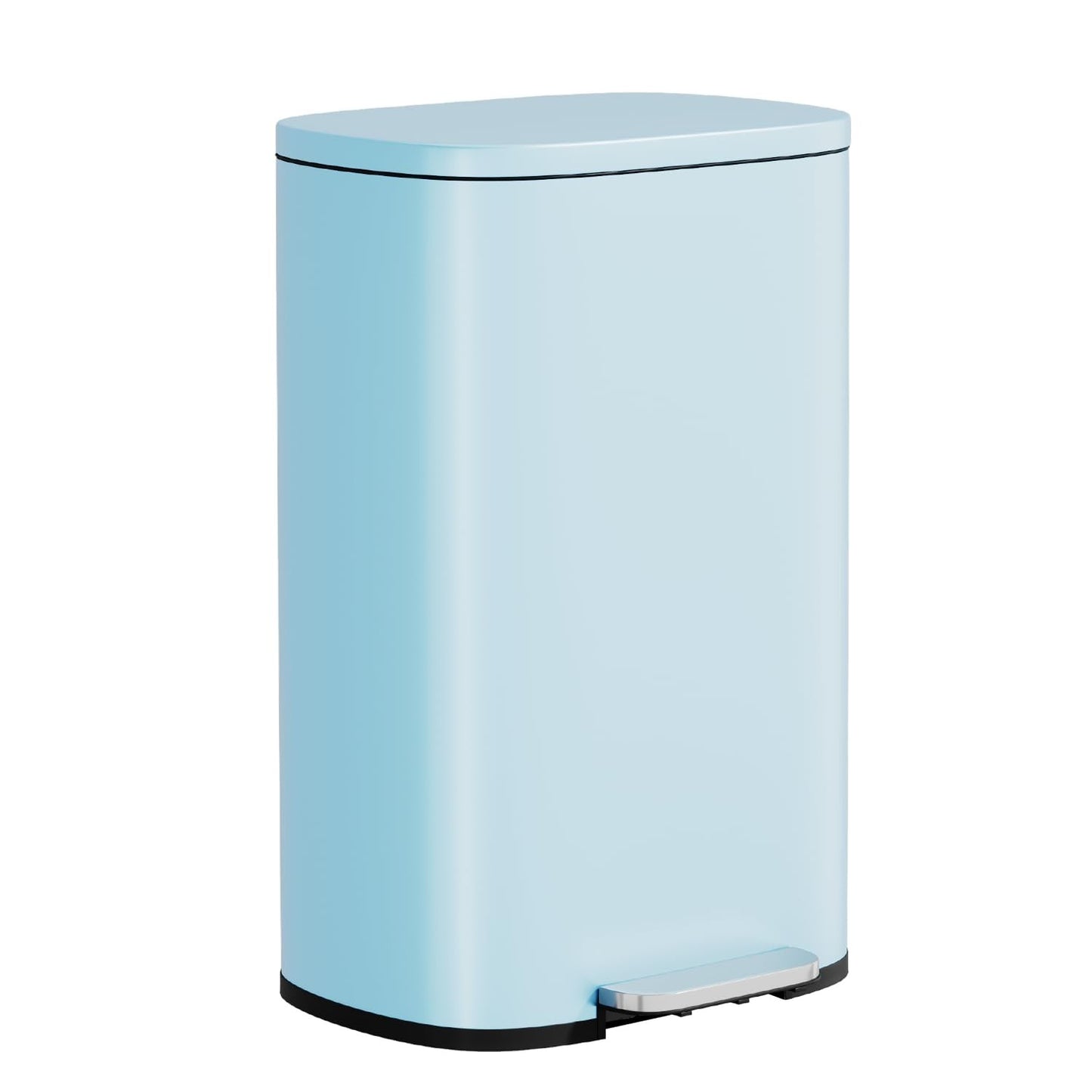 Stainless Steel Trash Can with Lid, Removable Inner Bucket, Foot Pedal, Soft Clo0