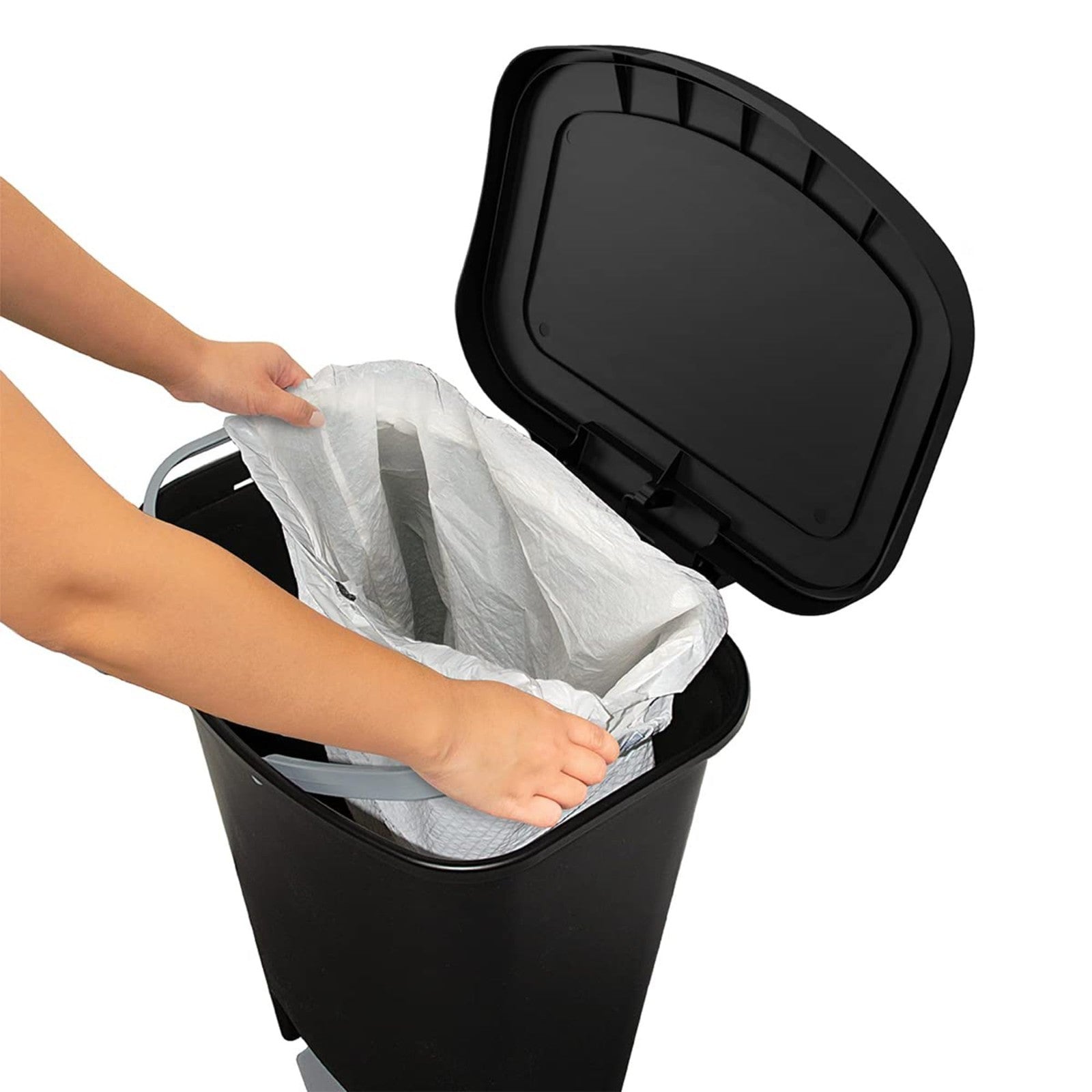 13 Gal Black Trash Can with Clorox Odor Control | Hands-Free Step-On Bin, Kitche8