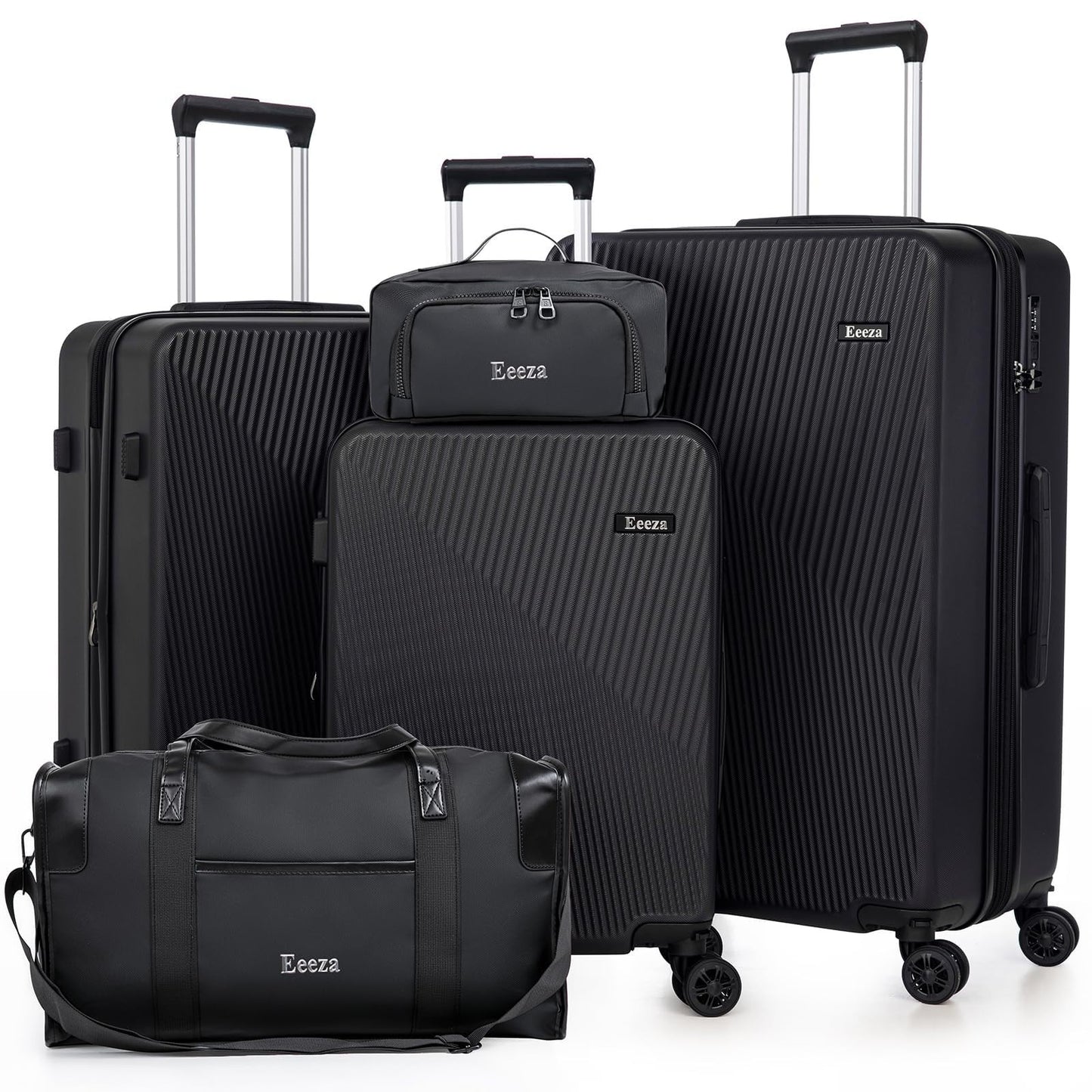 5-Piece Hardshell Luggage Set with Spinner Wheels | ABS Suitcases 20/24/28" Blac1