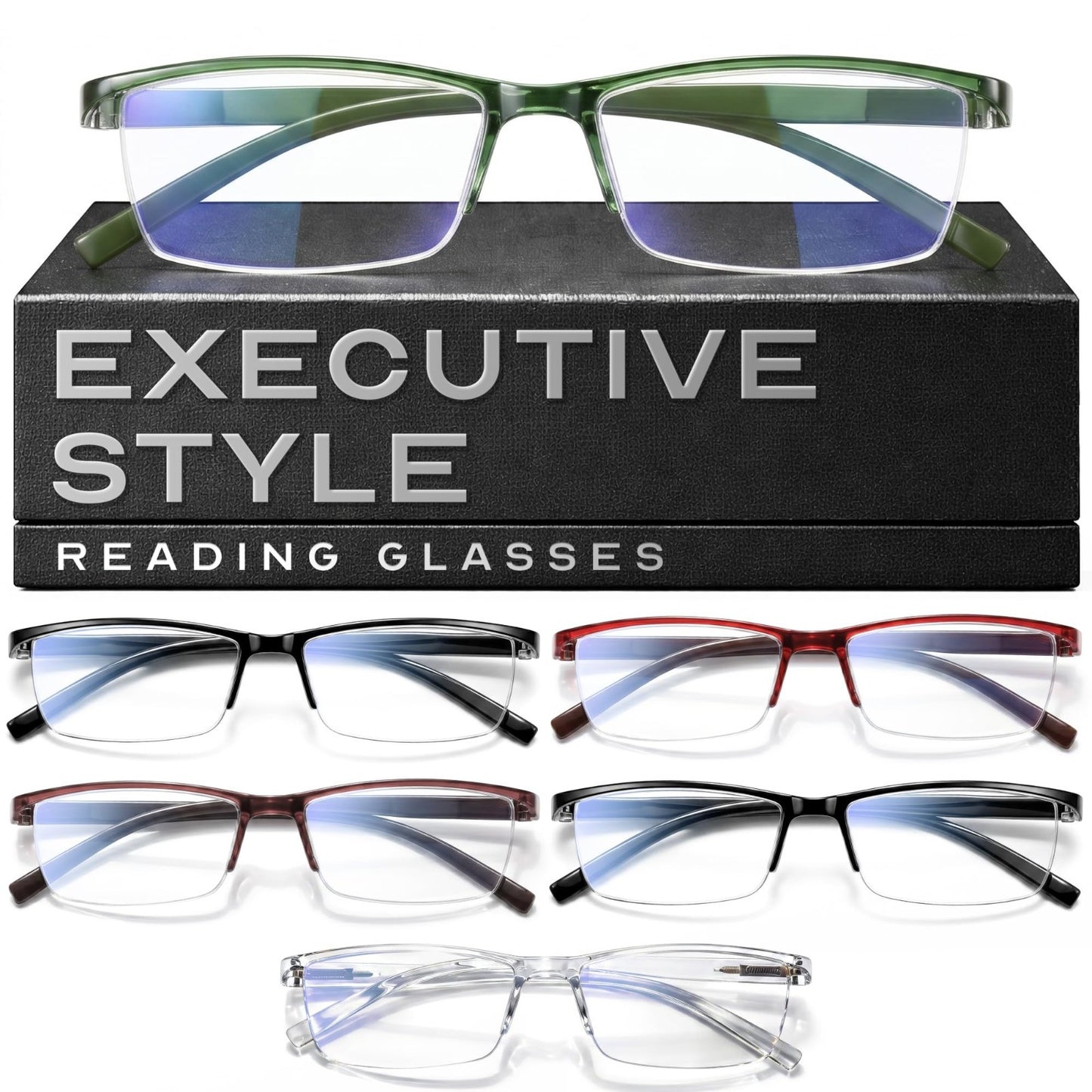 Durable Blue Light Filtering Reading Glasses for Men - Comfortable TR90 Frames1