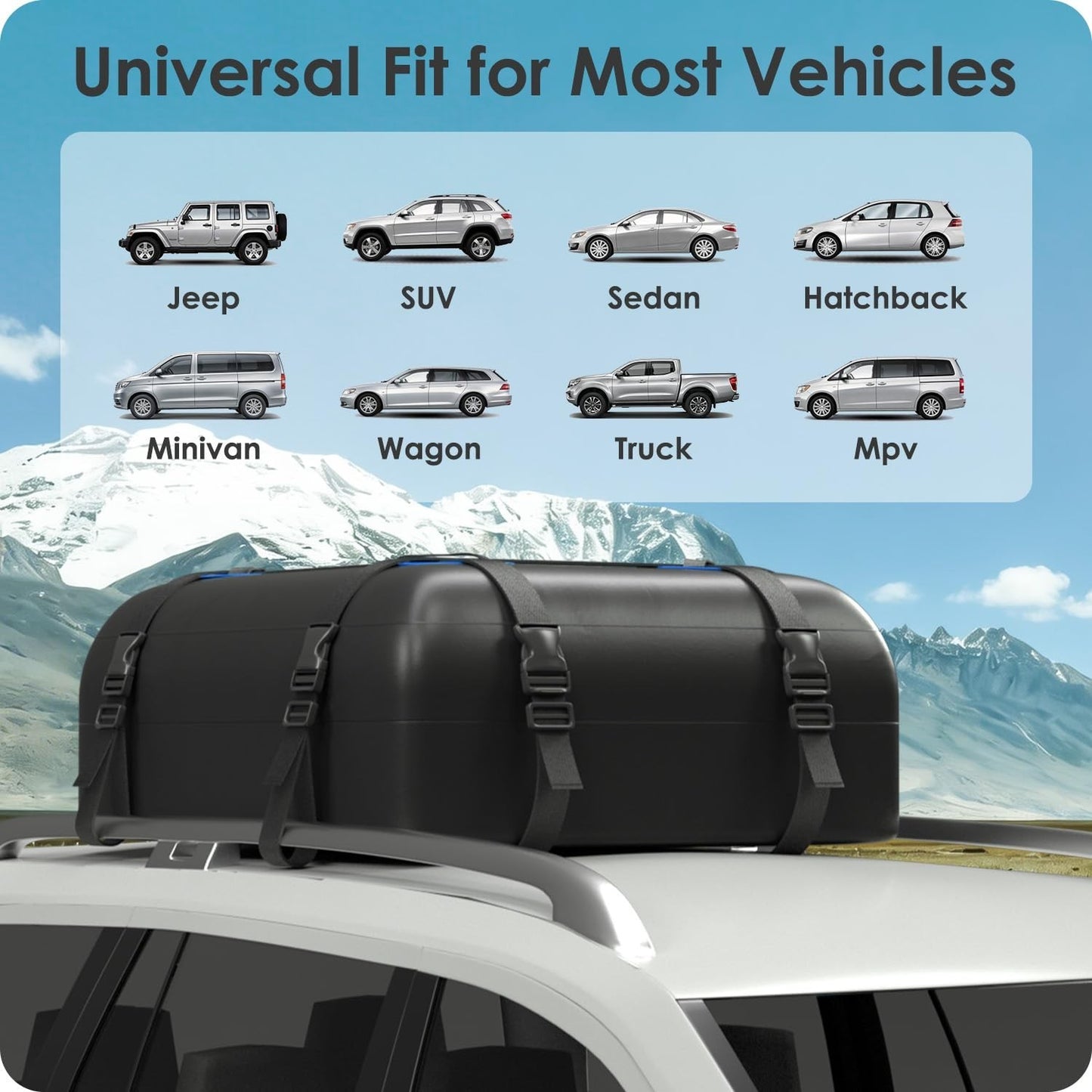 Rooftop Cargo Carrier Bag 15-20 Cu Ft Waterproof Storage for Cars - Blue4
