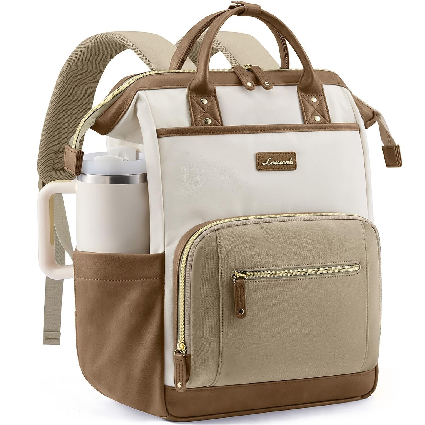 Stylish 15.6" Laptop Backpack with Tumbler Holder, Travel Bag for Work & College1