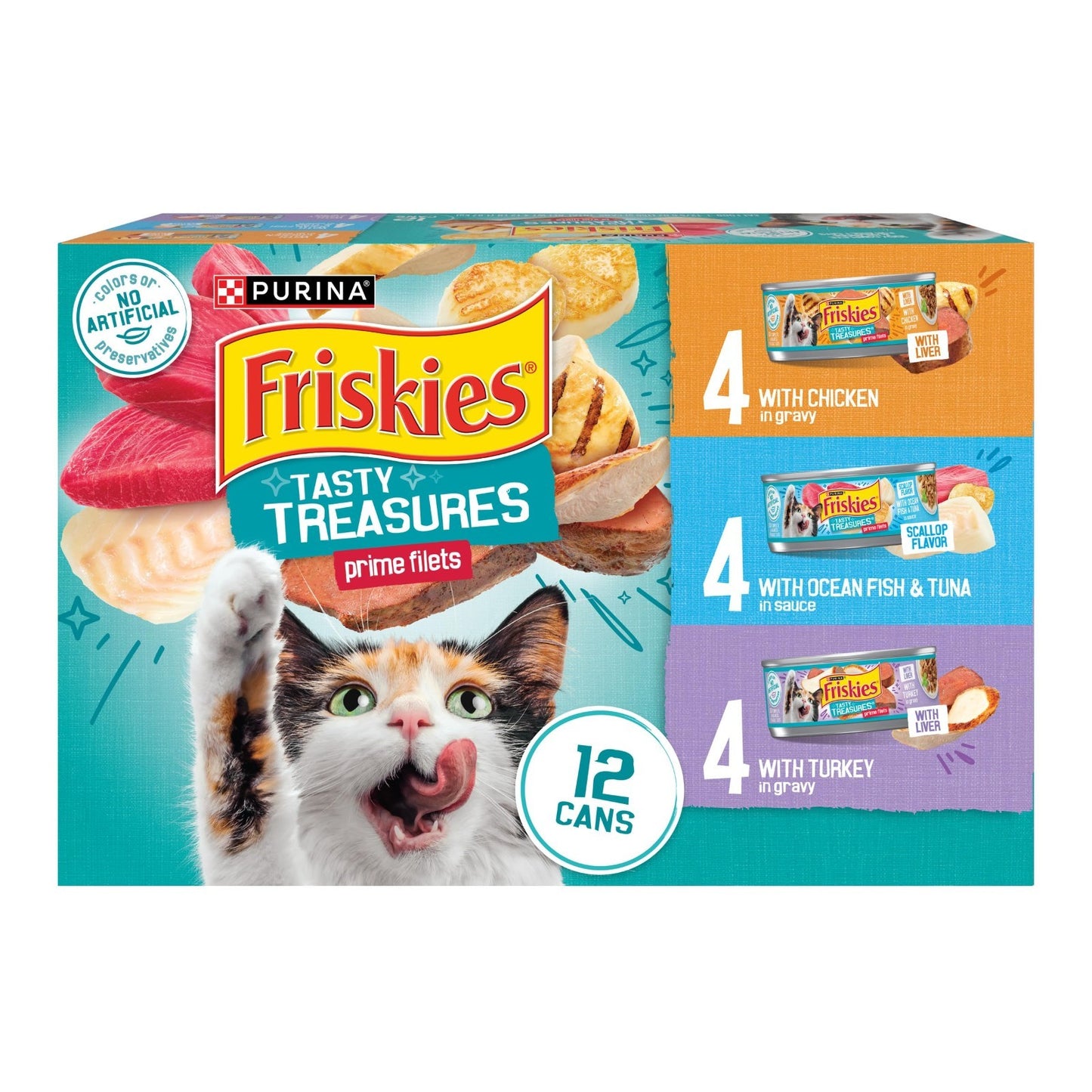 Wet Cat Food Variety Pack   Tasty Treasures Prime Filets, Ocean Fish, Tuna, Chic1