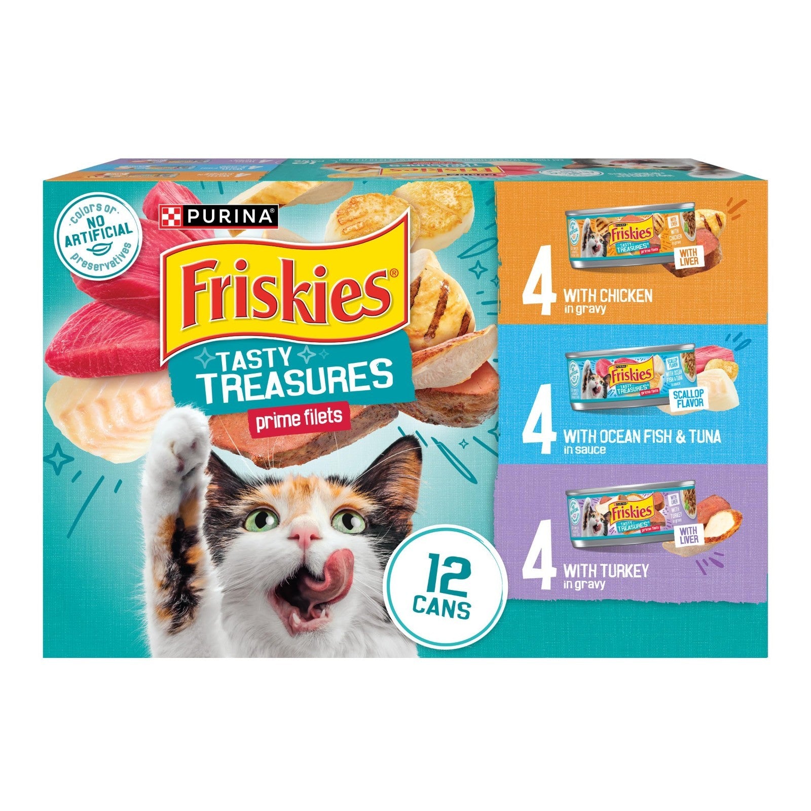 Wet Cat Food Variety Pack   Tasty Treasures Prime Filets, Ocean Fish, Tuna, Chic1