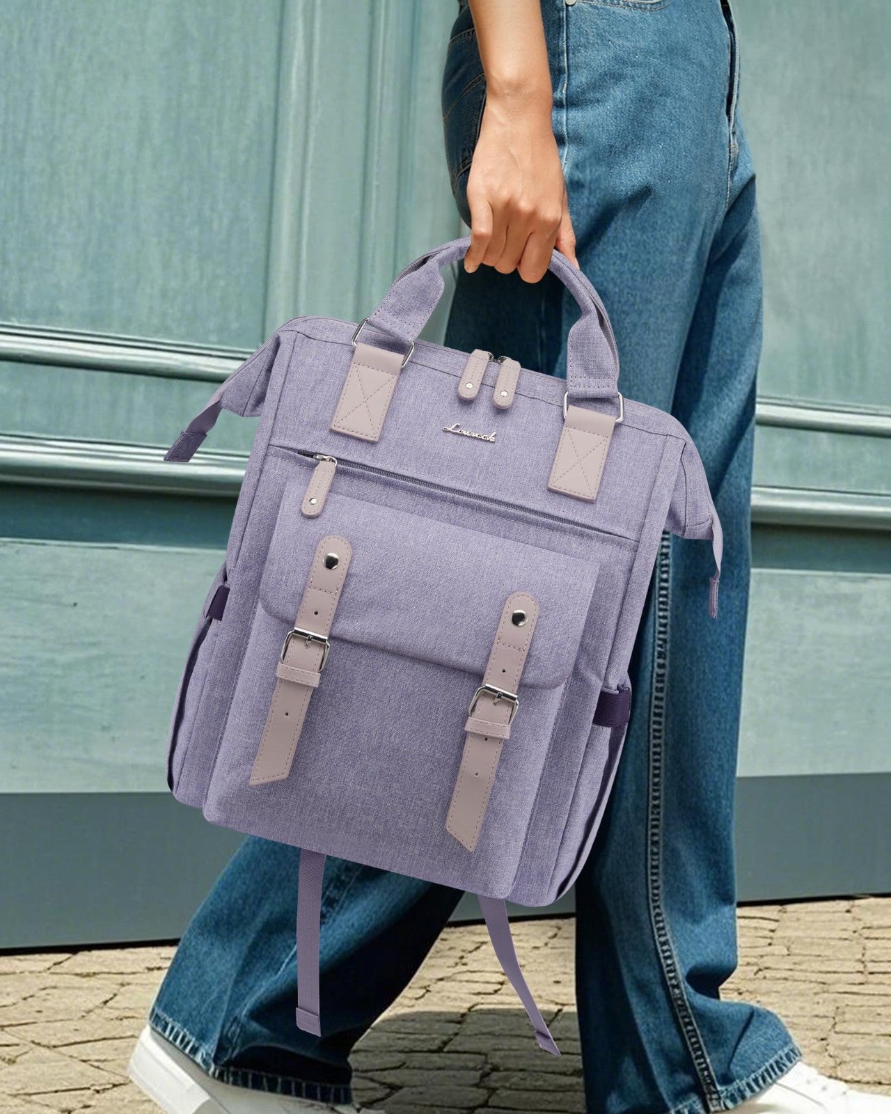 Stylish Waterproof Laptop Backpack for Women, 17.3" with Tumbler Holder, Travel2