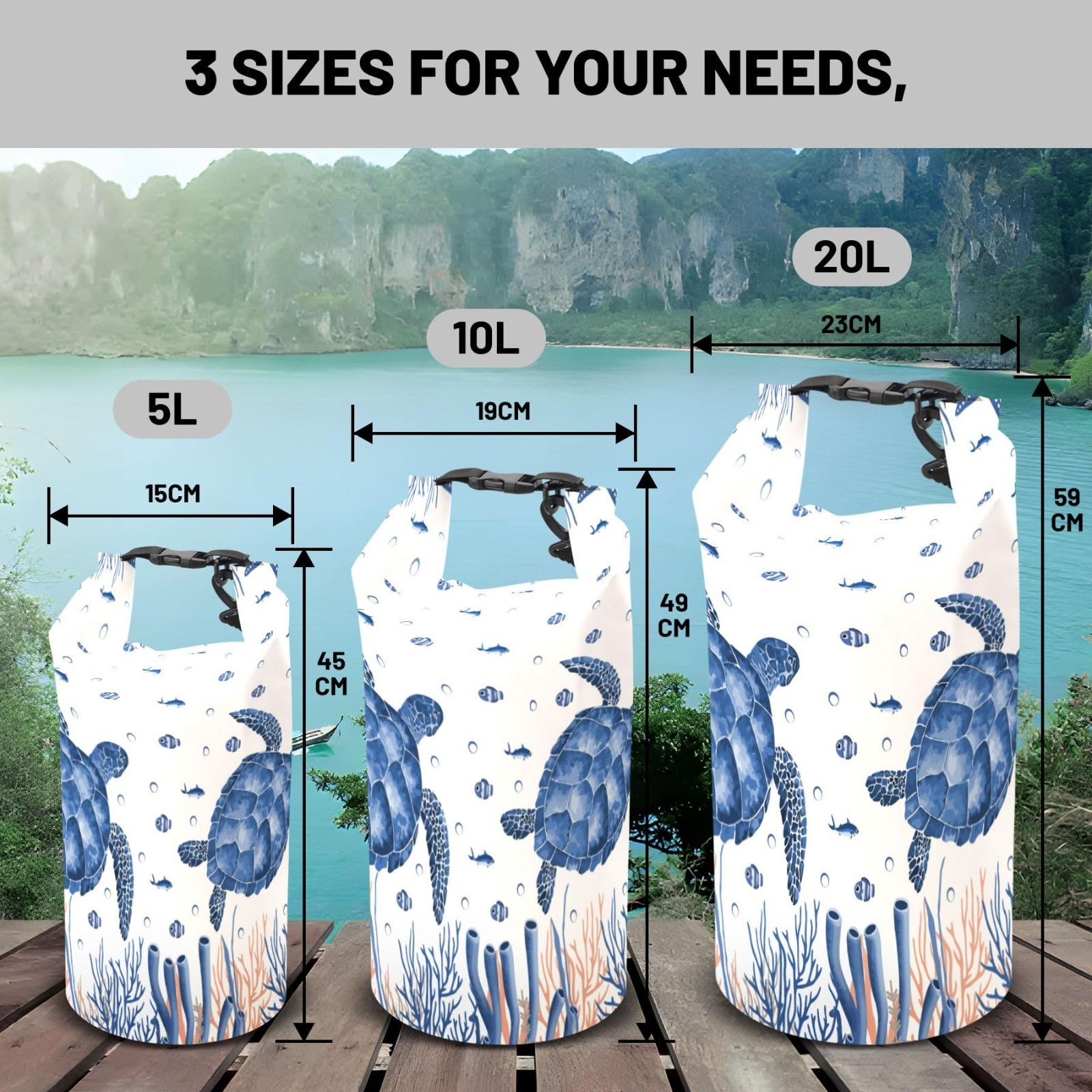 Waterproof Dry Bag Backpack - Lightweight Floating 5L/10L/20L for Kayaking, Fish2