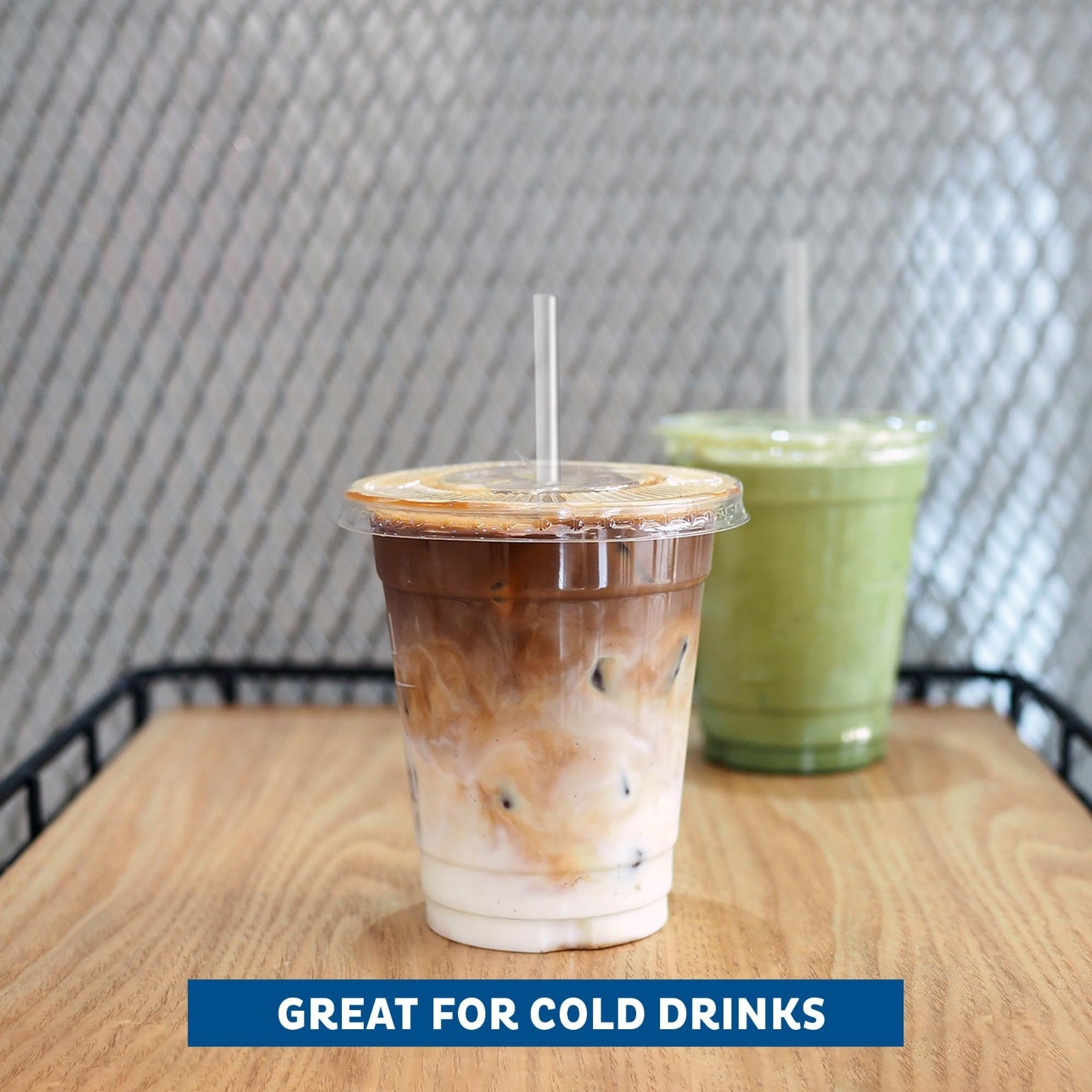 Clear Plastic Cups with Flat Lids & Straws - 100 Pack, 16 oz Disposable for Iced2