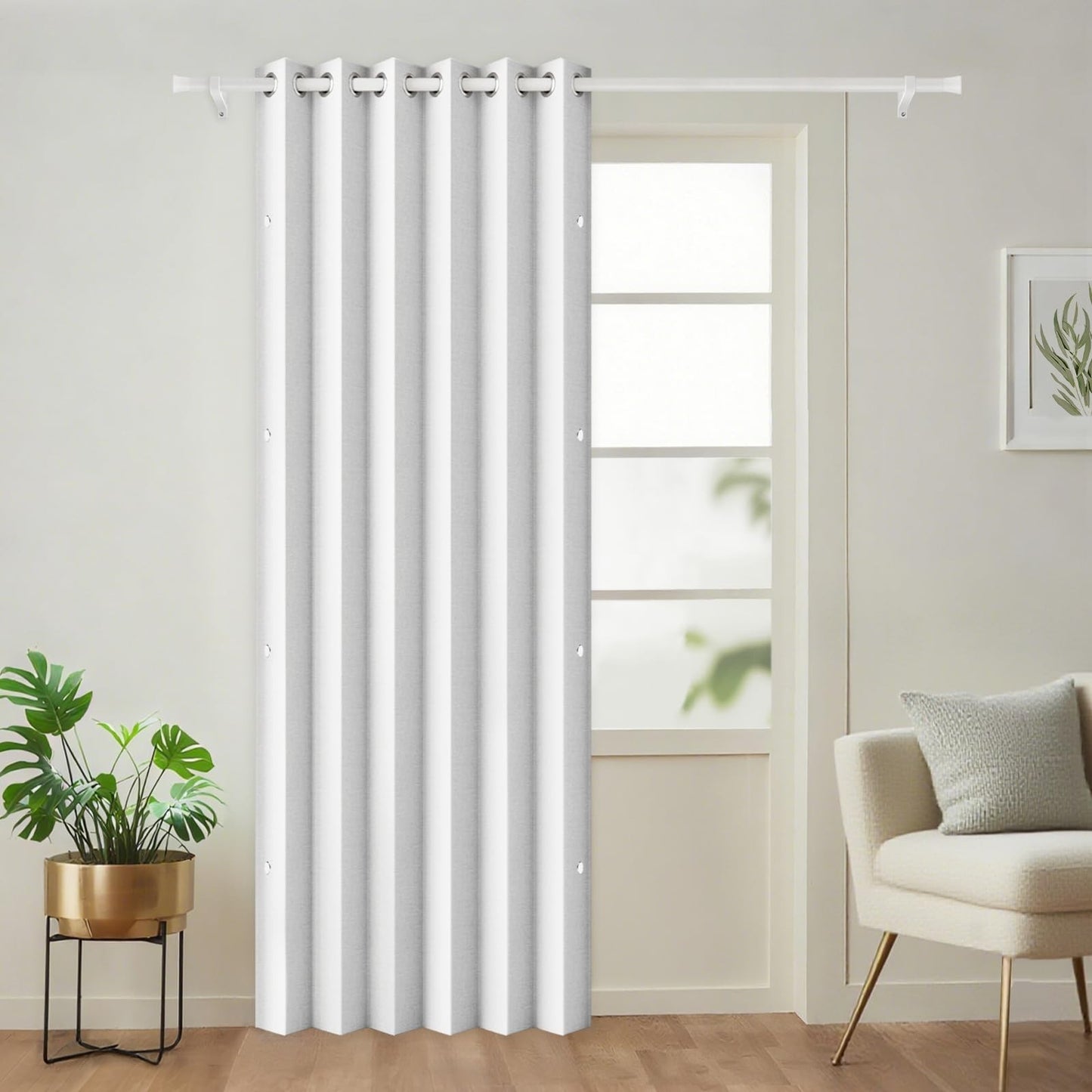 100% Blackout Pleated Curtains with Magnetic Closure, 1 Panel, W45 x L72, Greyis1
