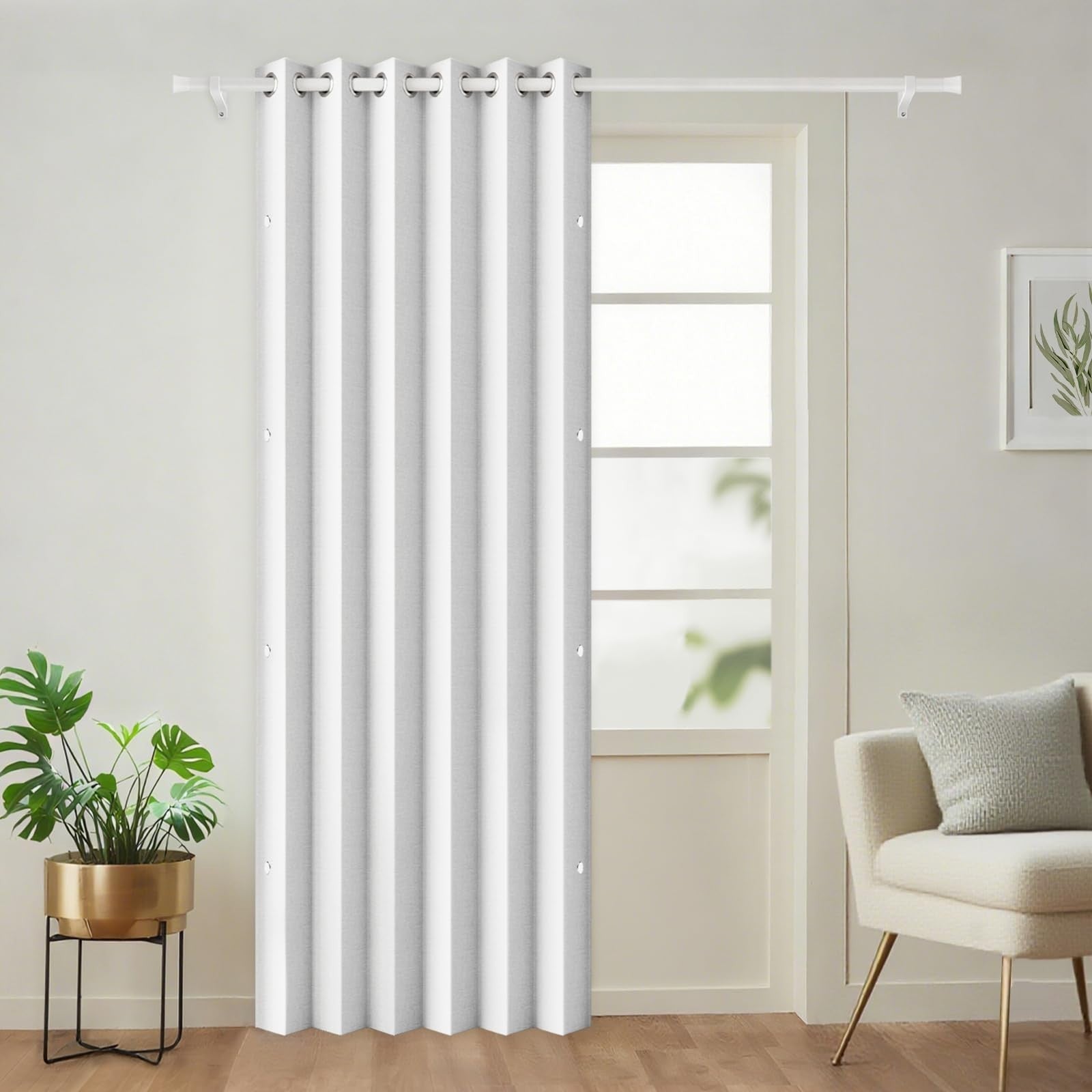 100% Blackout Pleated Curtains with Magnetic Closure, 1 Panel, W45 x L72, Greyis1