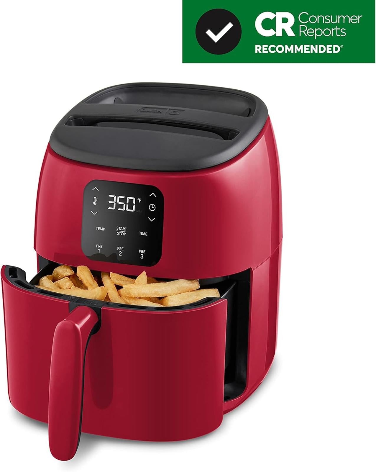 Tasti-Crisp Electric Air Fryer Oven 2.6 Qt Digital 1000W Compact Red