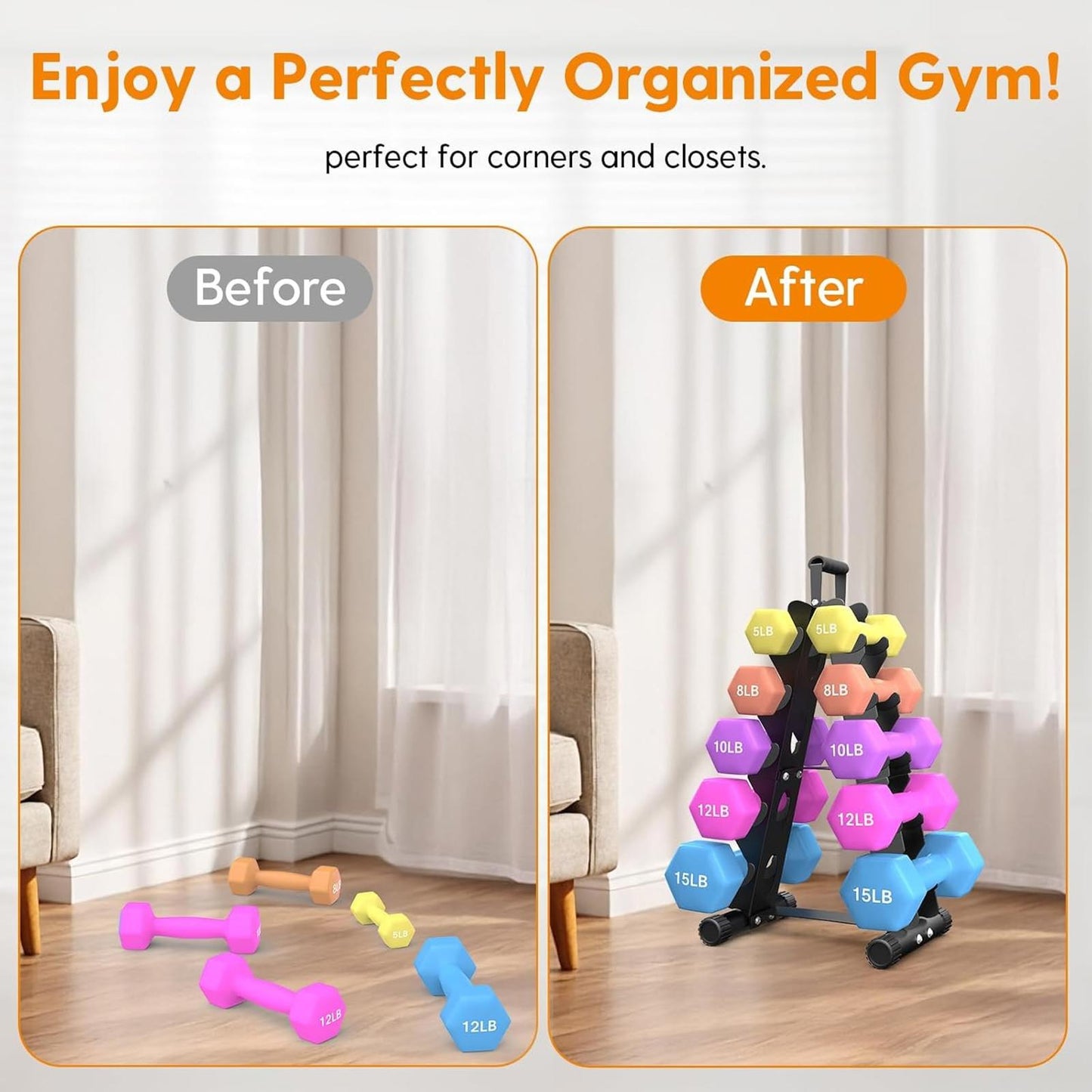 5 Tier A-Frame Dumbbell Rack Stand Only Home Gym Weight Storage