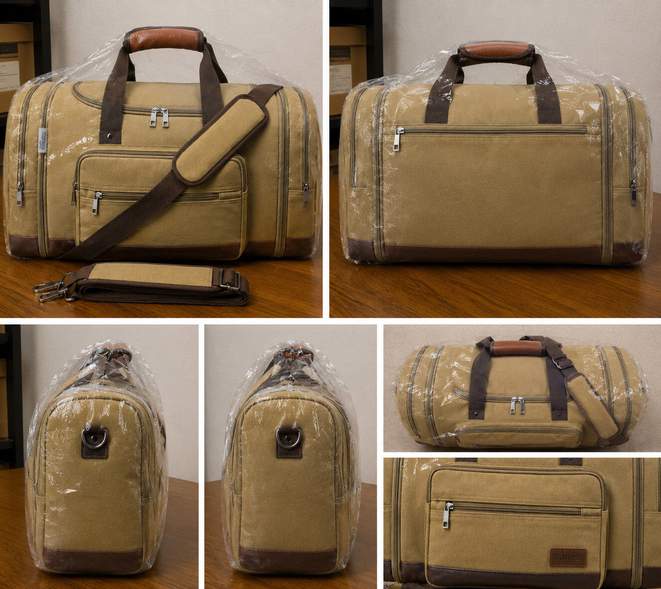 50L Expandable Canvas Travel Duffel Bag Carry On