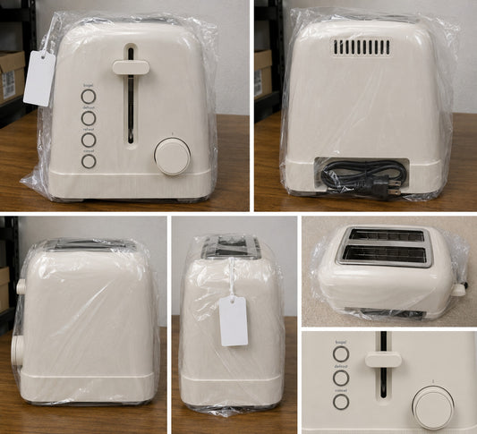 2 Slice Toaster 900W 6 Shade Bagel Crumb Tray Oatmilk