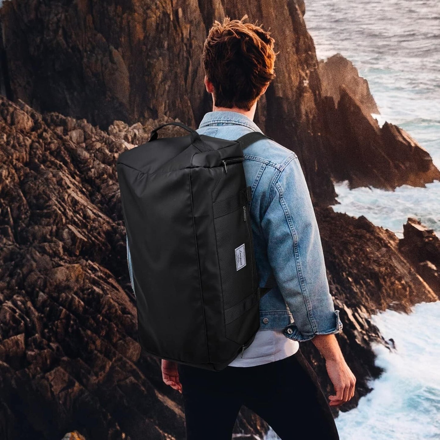 40L Travel Duffel Backpack Gym Bag Shoe Wet Pocket Black