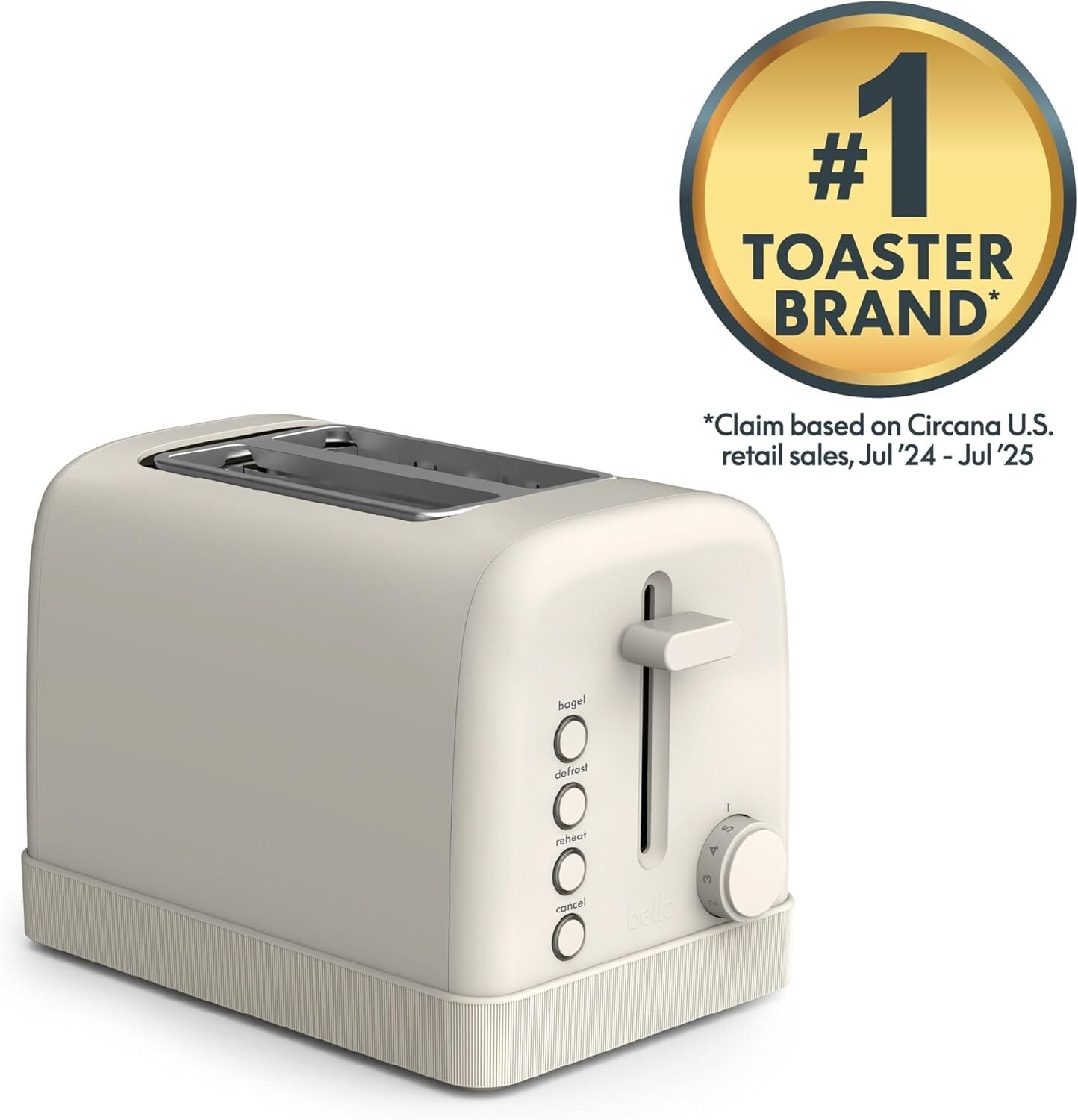 2 Slice Toaster 900W 6 Shade Bagel Crumb Tray Oatmilk