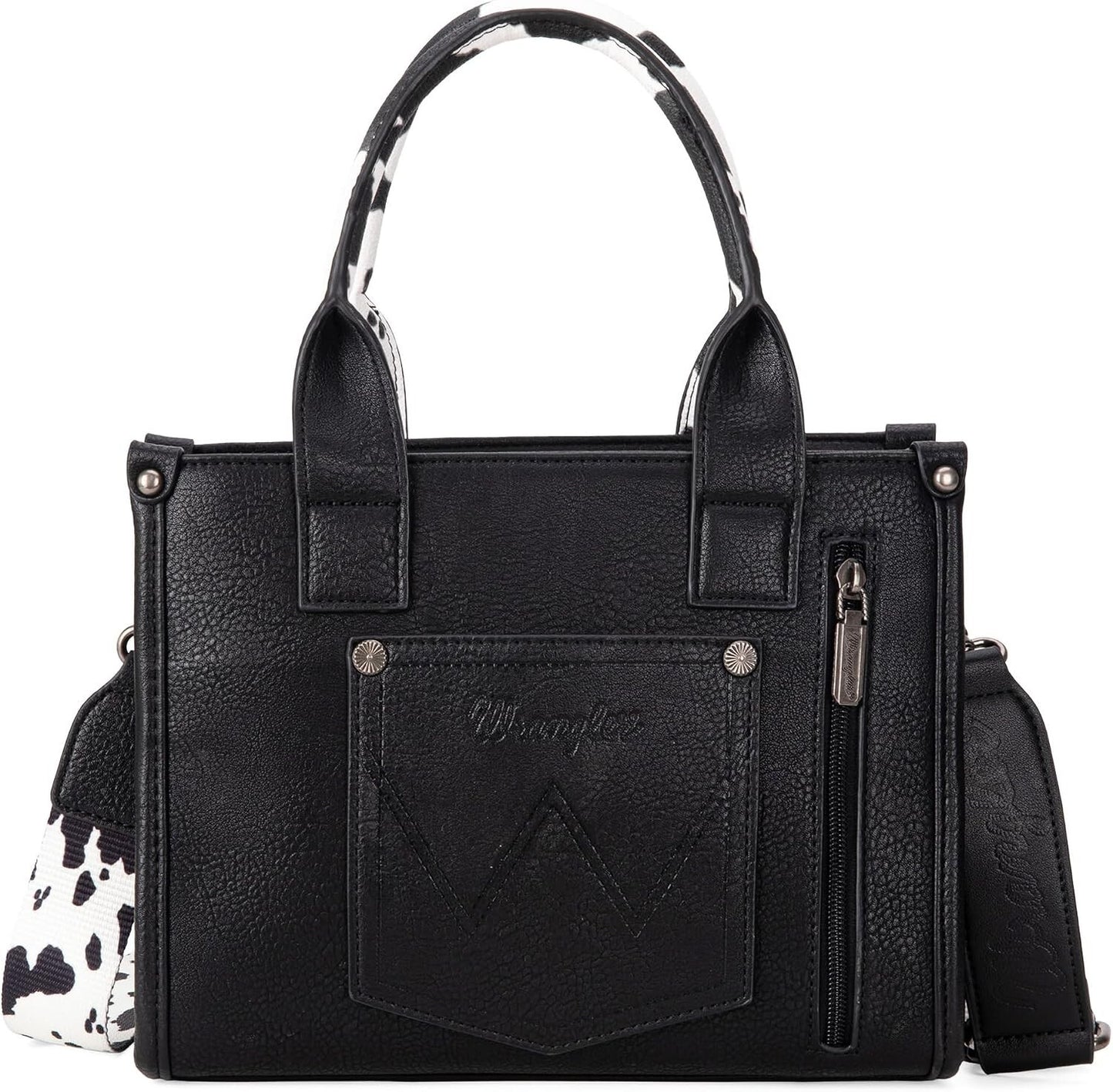 Women's Cow Print Tote Bag Purse with Signature Strap