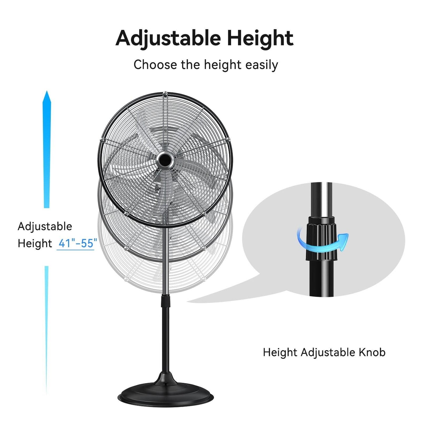 20in 5300CFM Industrial Pedestal Fan 3 Speed Commercial Warehouse Garage