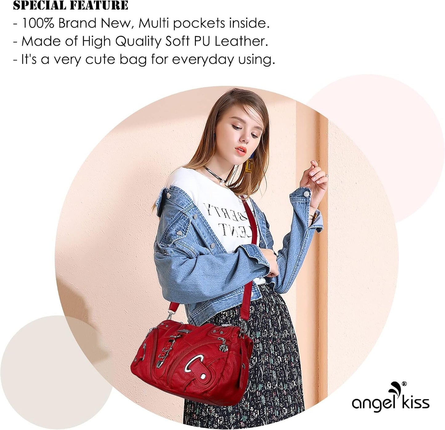 Angelkiss Women's Hobo Purse Handbag Daily Shoulder Bag