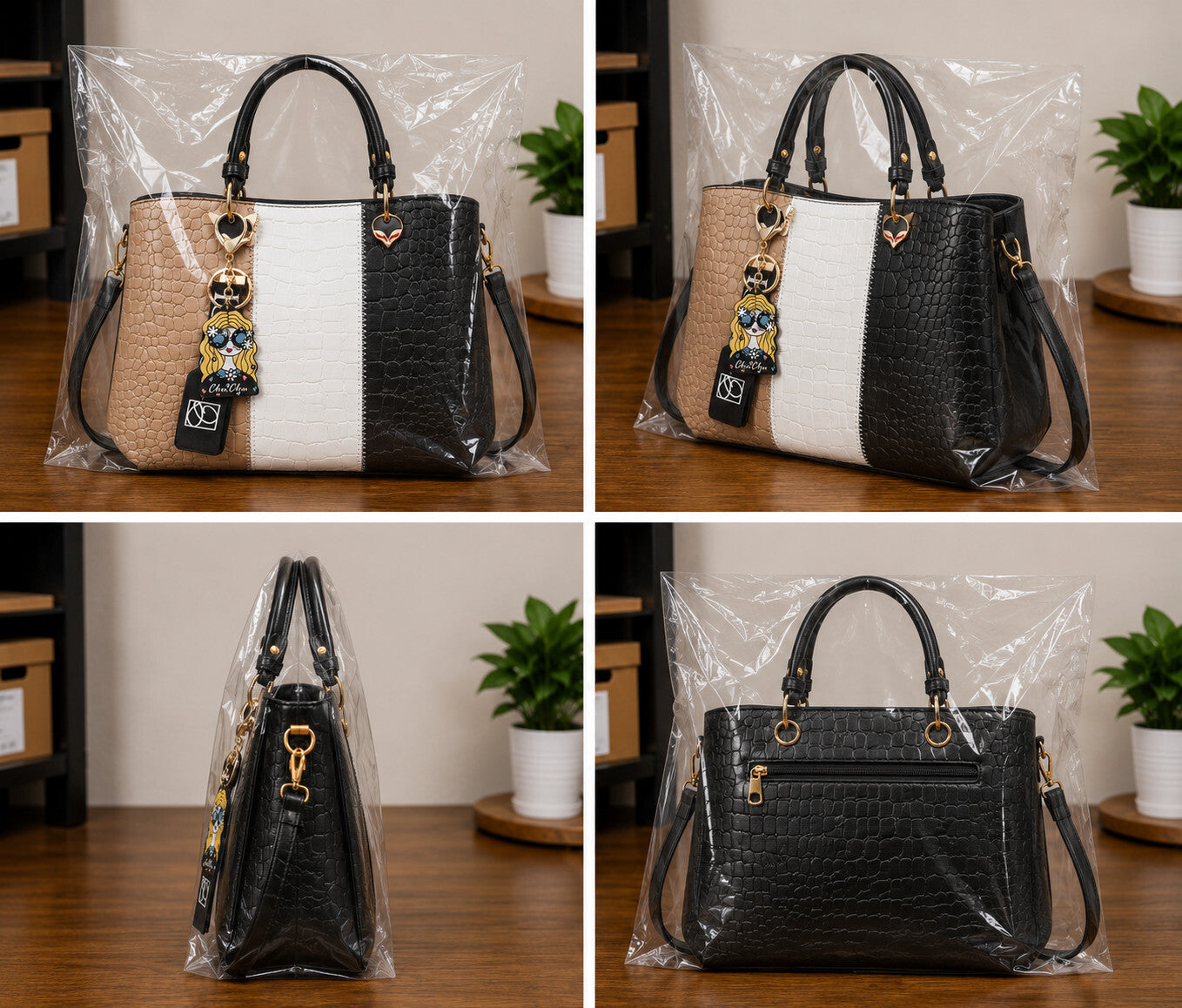 Women's PU Leather Satchel Shoulder Tote Handbag Purse