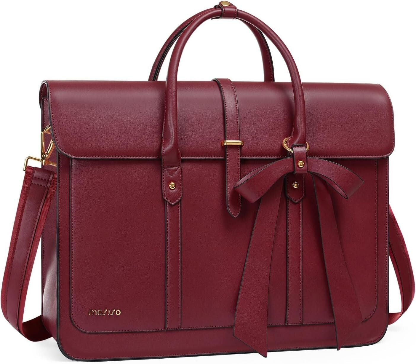 Women's PU Leather Laptop Bag Convertible Backpack Bowknot