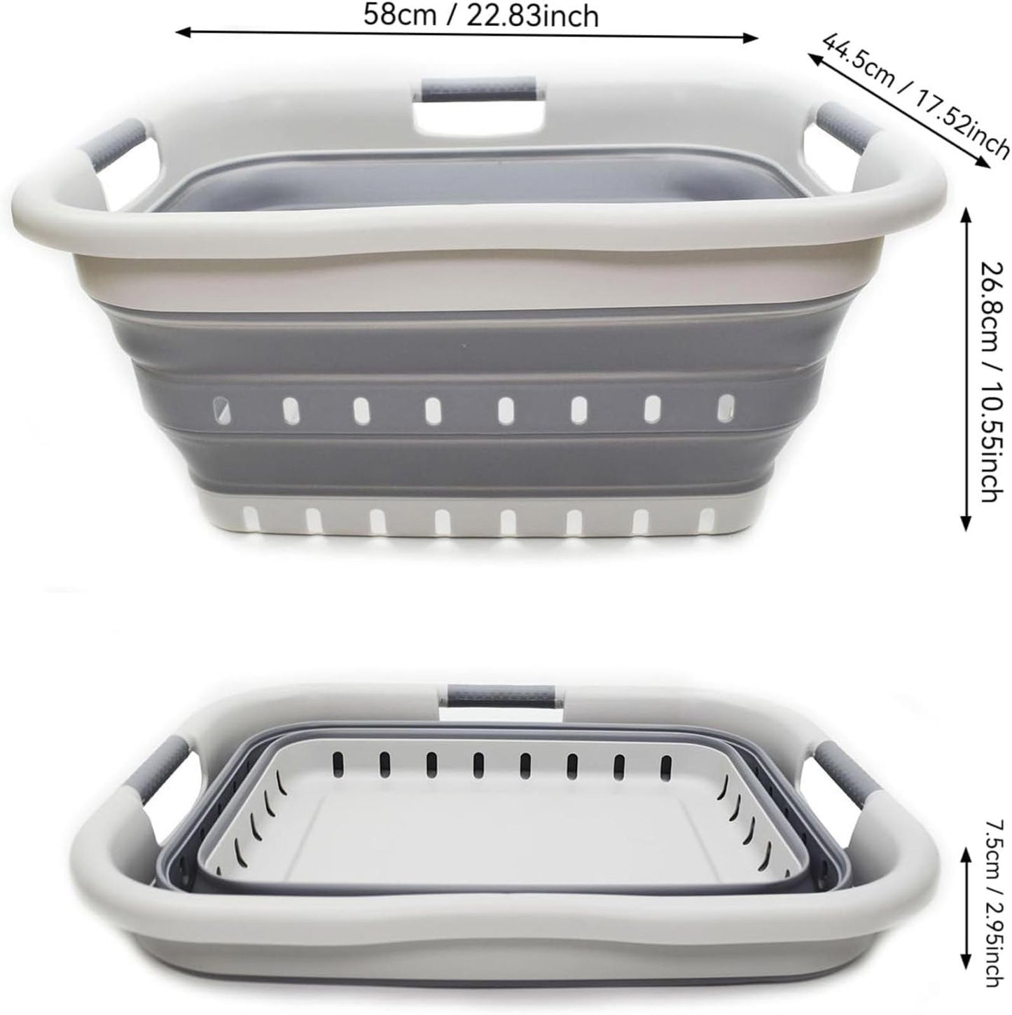 41L Collapsible Laundry Baskets 2-Pack Grey/Dark Grey Foldable Hamper