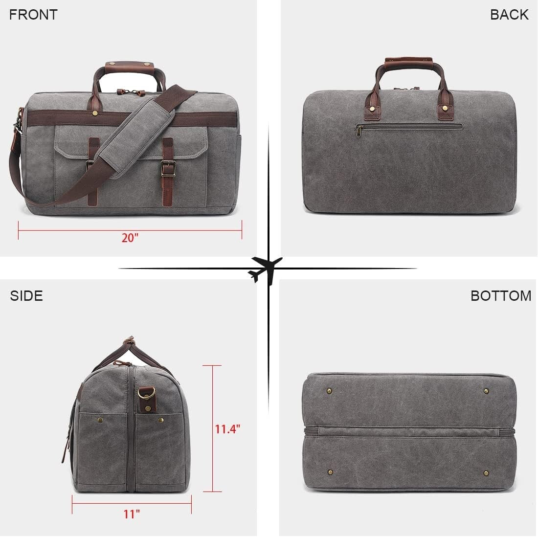 Men's Women's Waterproof Leather Bag Overnight Weekender