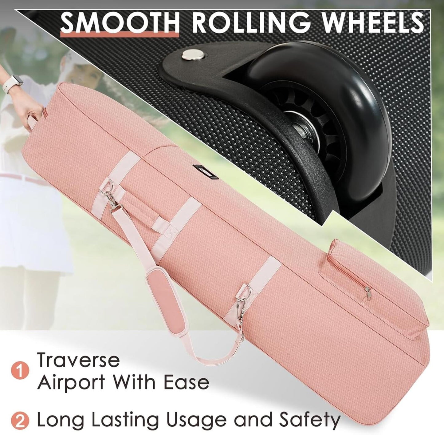 Golf Travel Bag Airline Soft-Foldable w Hard Top Adjustable Rod & Shoulder Strap