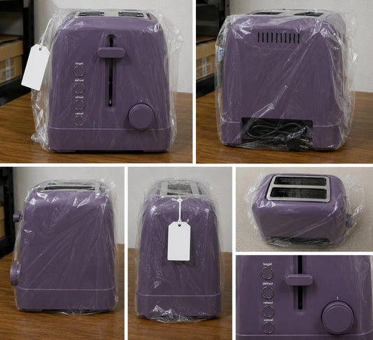 2 Slice Toaster 900W 6 Shade Bagel Crumb Tray Plum