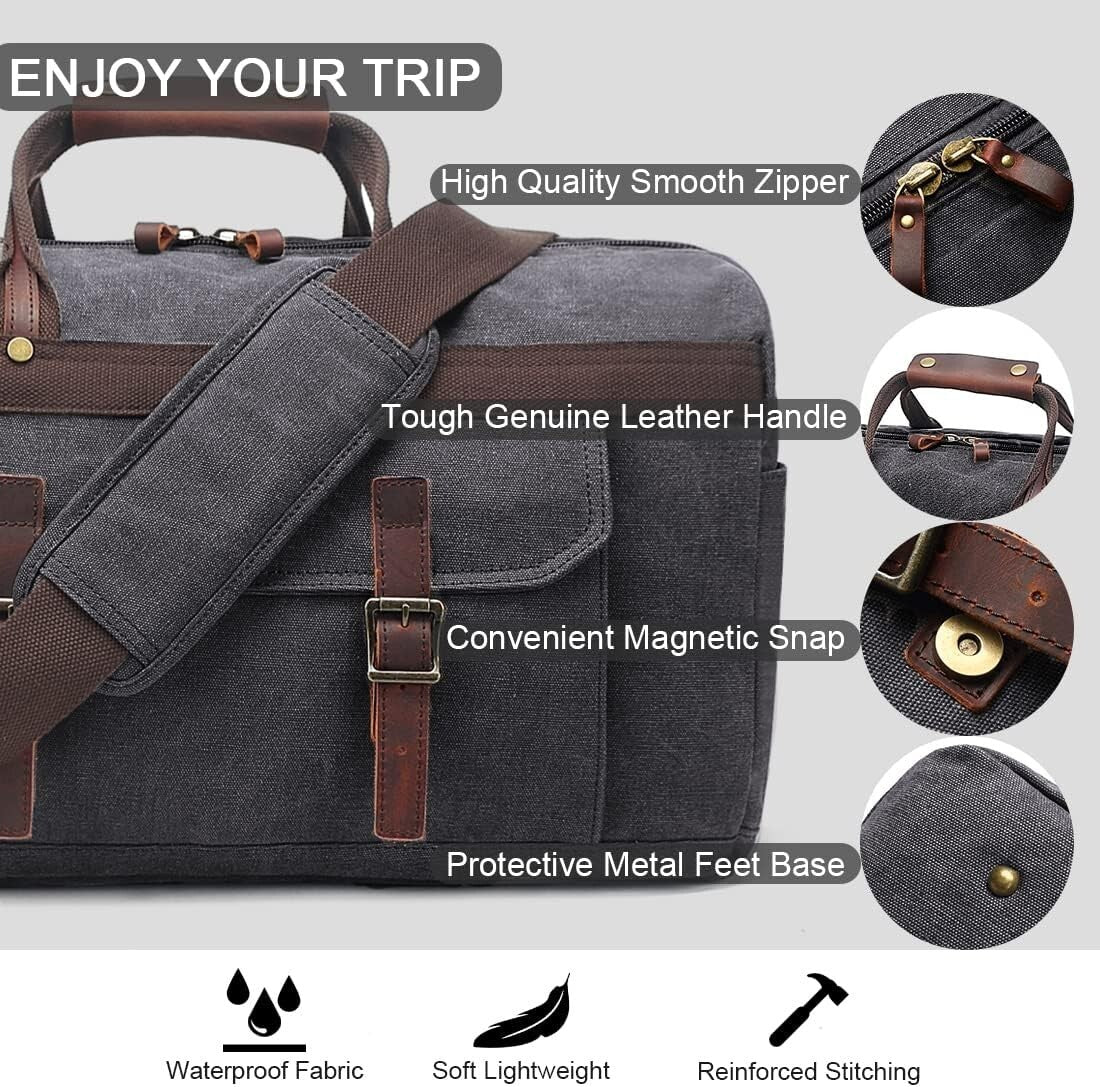 Men's Women's Waterproof Leather Bag Overnight Weekender