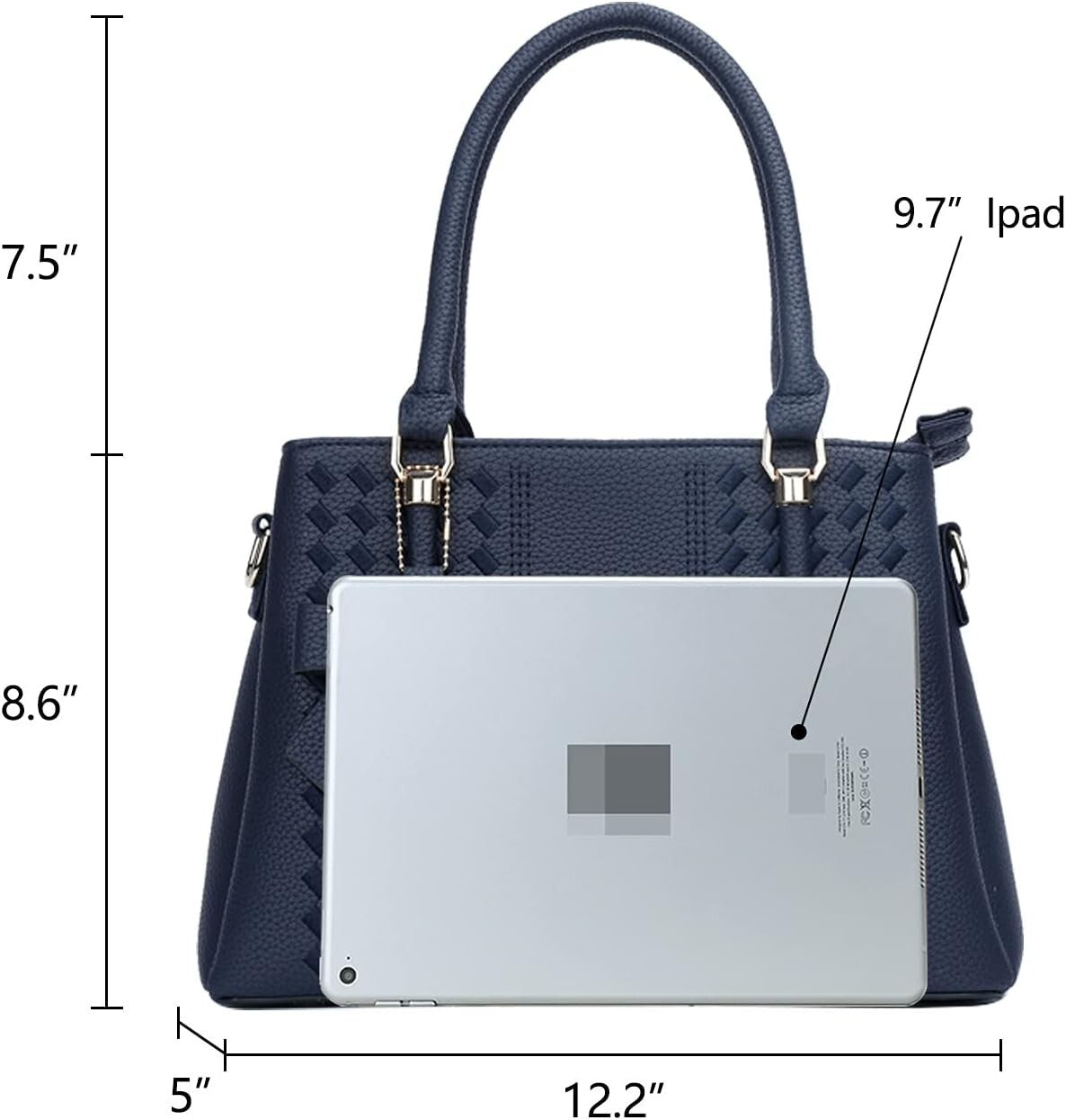 Women's PU Leather Satchel Crossbody Purse 3 Zip Tassel