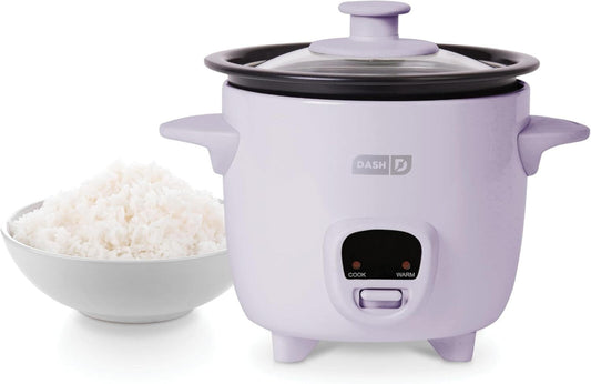 Mini Rice Cooker 2 Cup Steamer Nonstick Pot Keep Warm Function Lavender