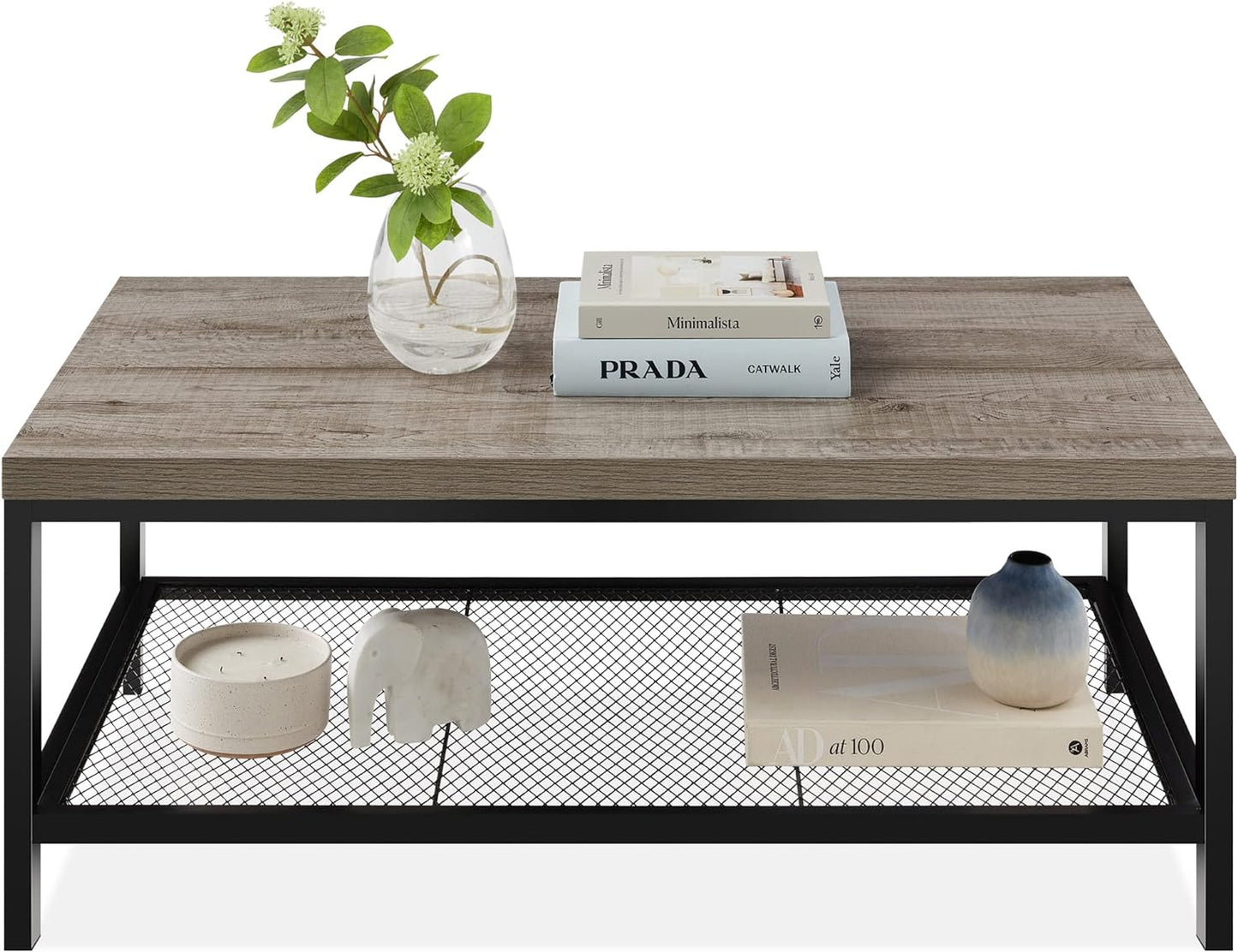  Coffee Table With Shelf for Living Room  - Gray (44 Inches)