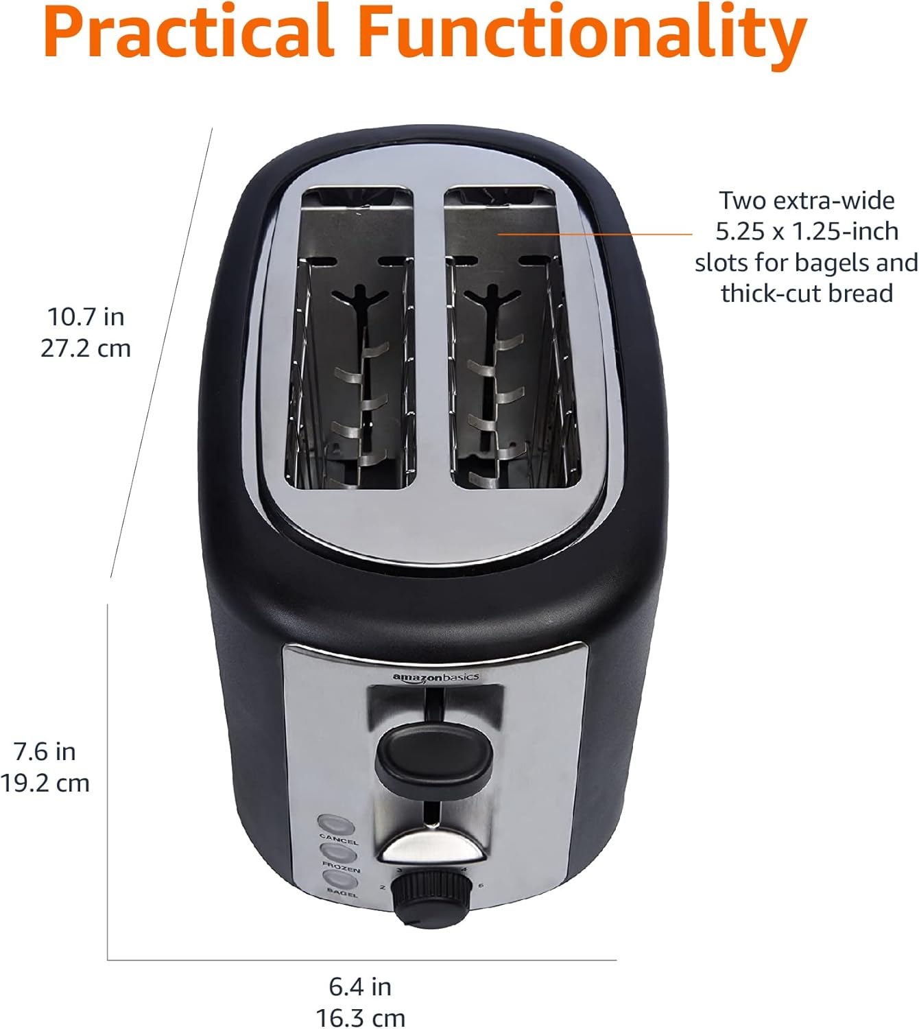 2 Slice Toaster For Bread & Bagels (Black & Silver)