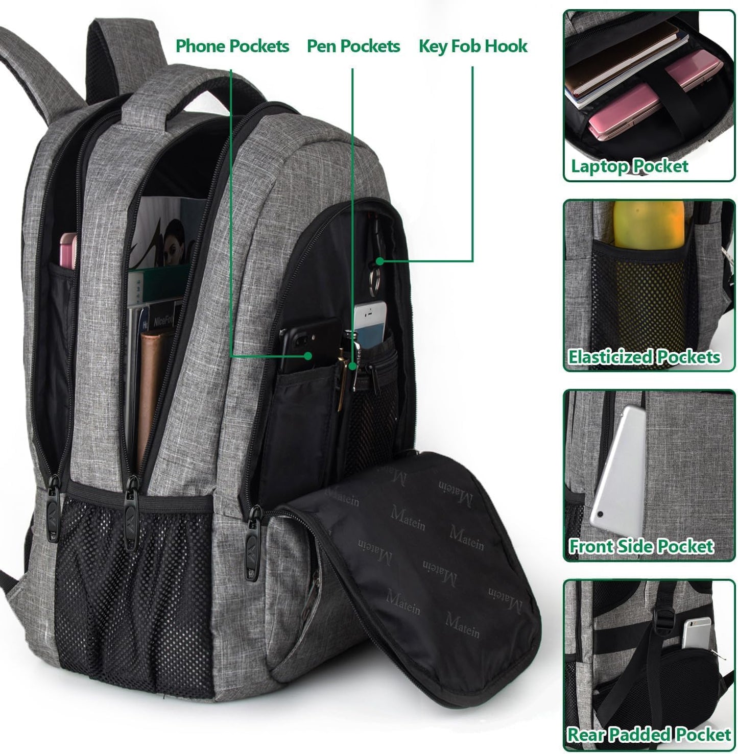 Adult Backpack Charging Port (Grey)