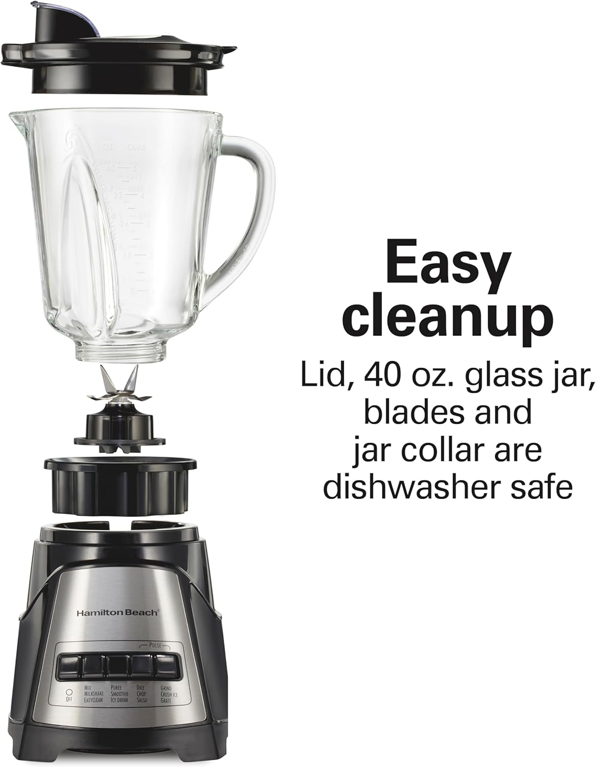 Blender for Shakes and Smoothies (40 Ounce Glass Jar) - Black