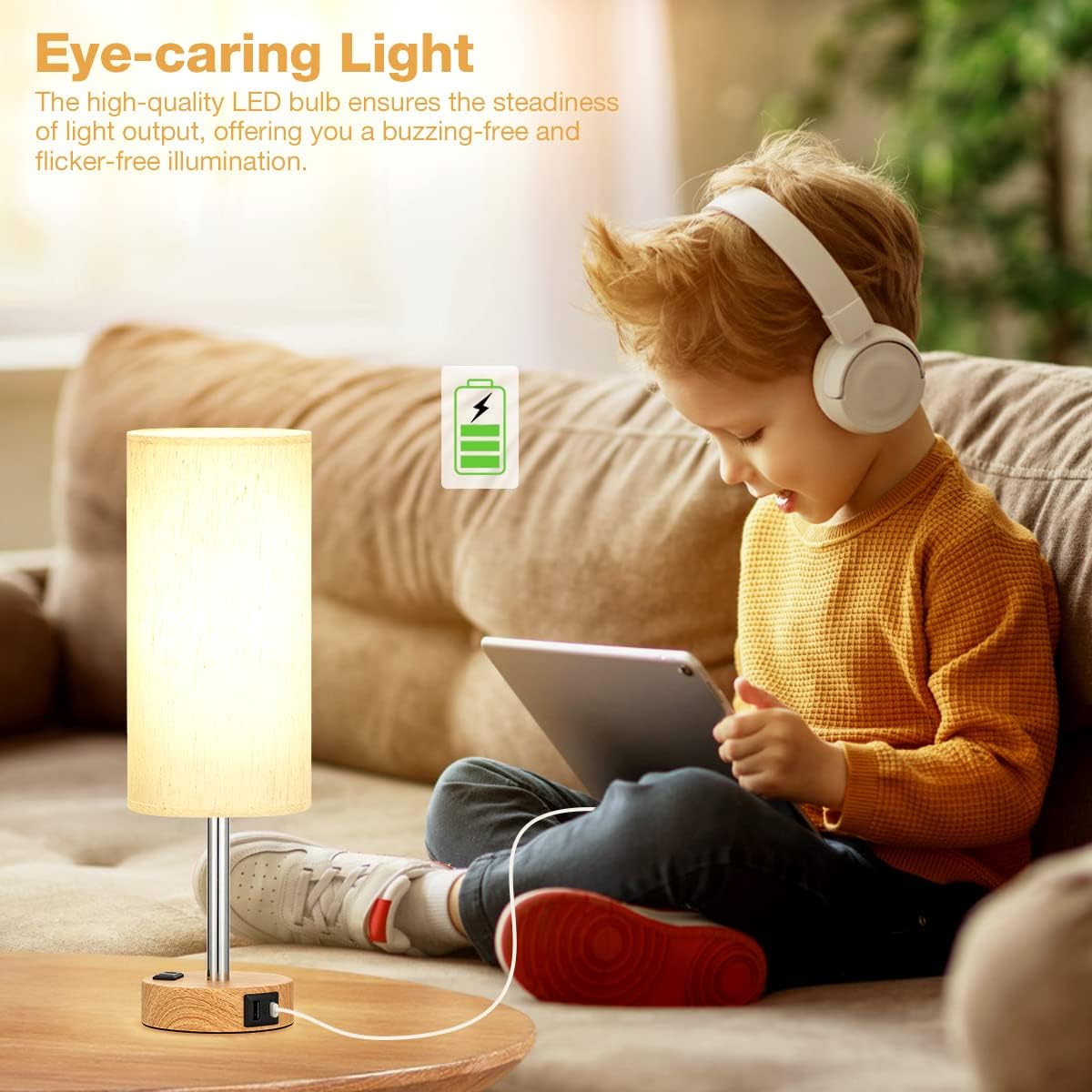 Lamp for Bedroom or Living Room Desk (LED Bulb Included)