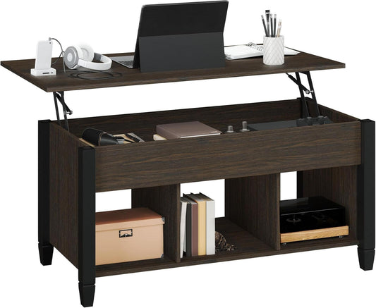 41" Lift Top Coffee Table w/ Storage Hidden Compartment Shelf Espresso