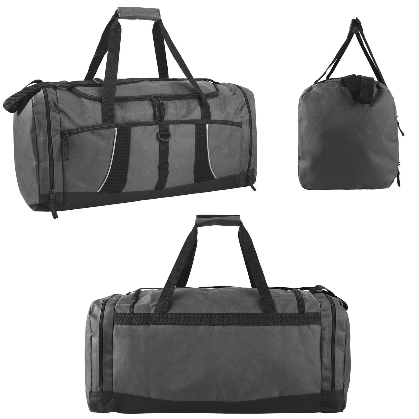 26 Inch 79L Duffel Bag Travel Gym Sports Shoulder Strap Gray