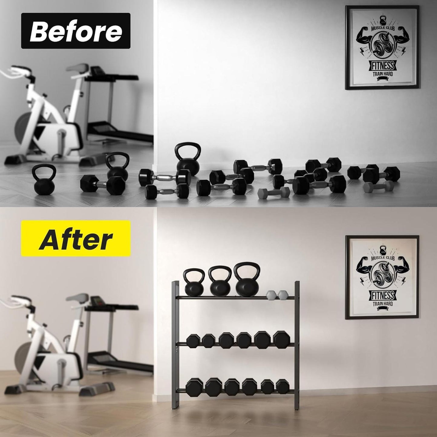 3-Tier Dumbbell Rack Weight Stand Only Home Gym Storage Up to 390Lb