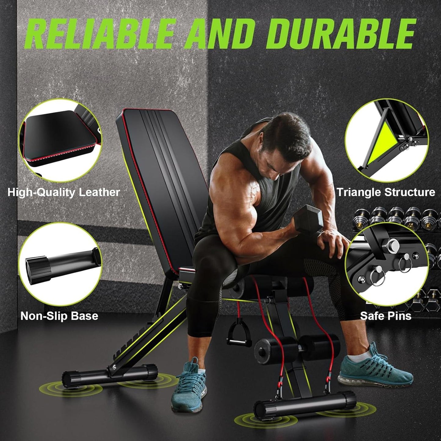 Adjustable Folding Weight Bench for Home Gym, 660LBS Multi-Function