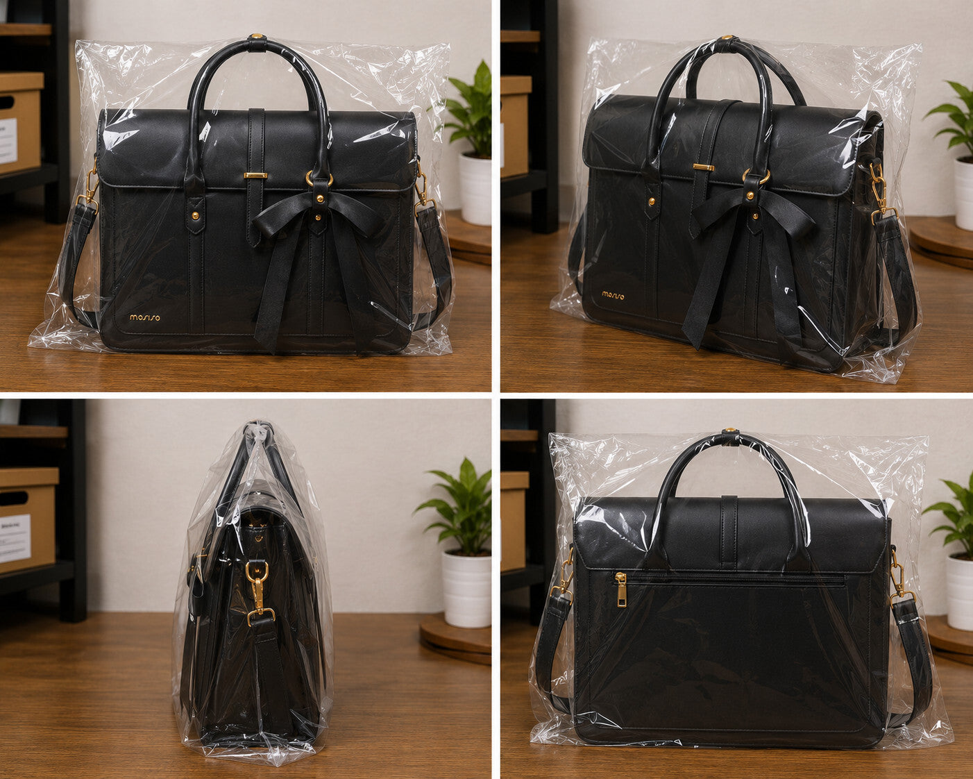 Women's PU Leather Laptop Bag Convertible Backpack Bowknot