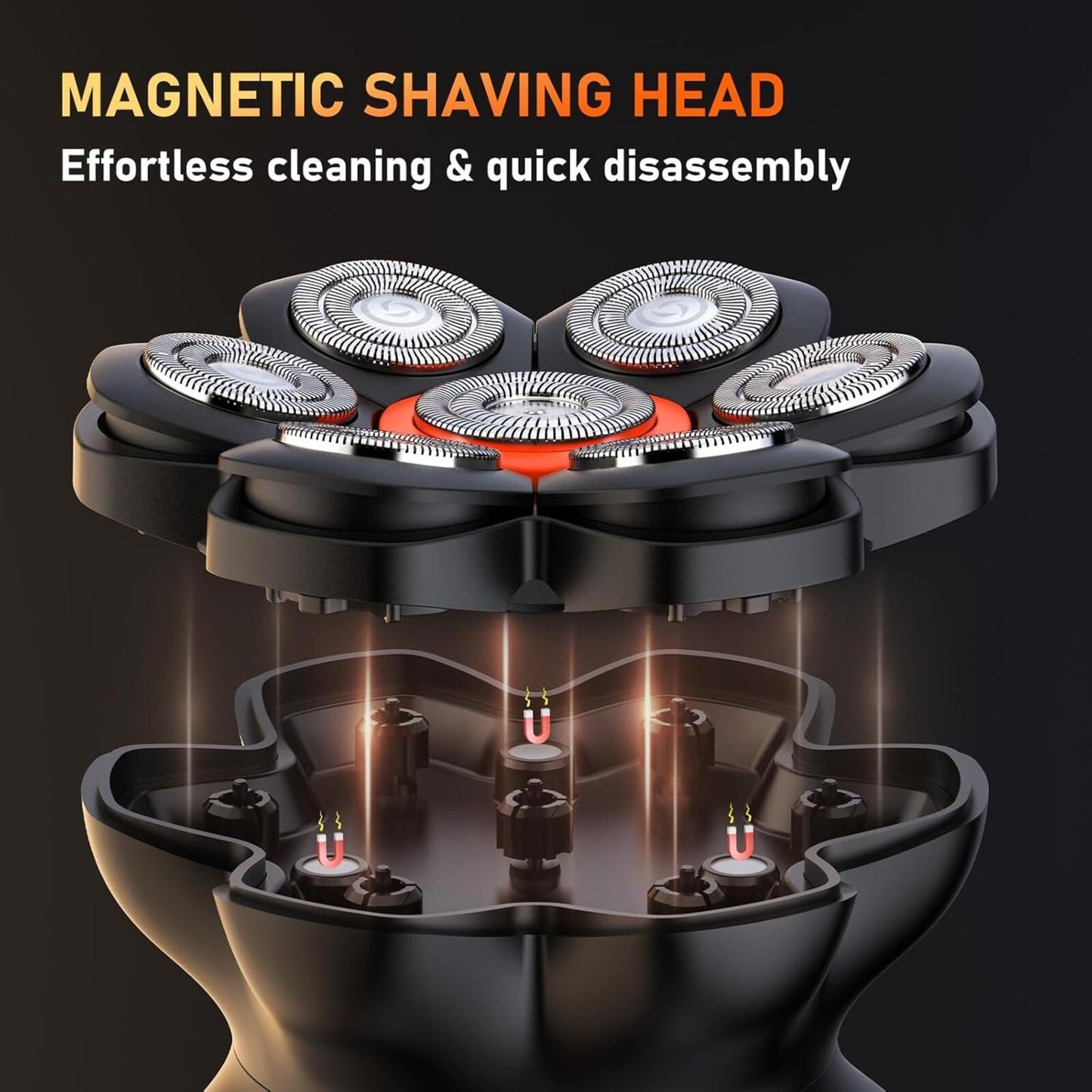 7D Waterproof Electric Head Shaver for Bald Men - Cordless, Rechargeable, LED Di
