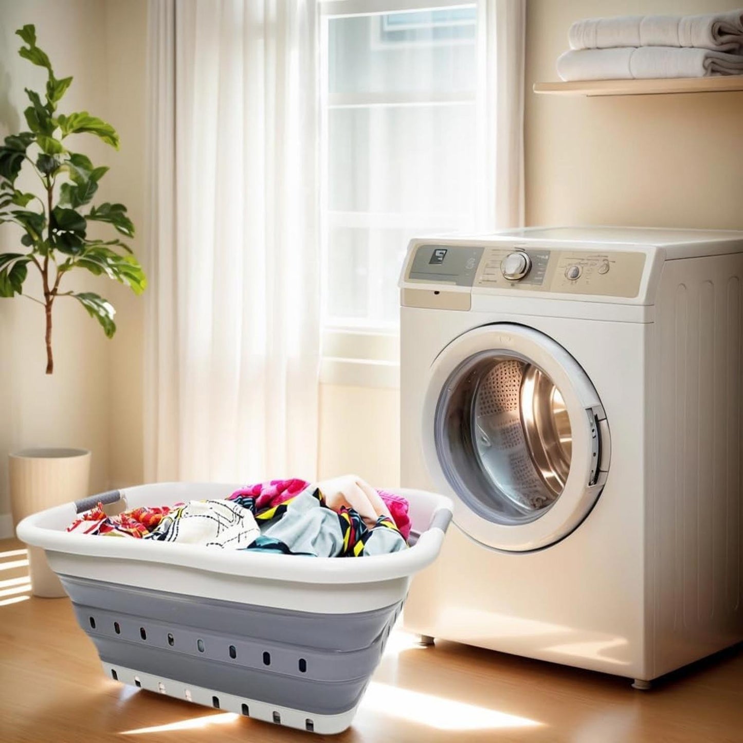 41L Collapsible Laundry Baskets 2-Pack Grey/Dark Grey Foldable Hamper
