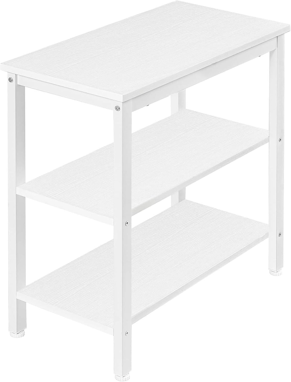 Rustic 3-Tier End Table Nightstand Narrow Side Table White