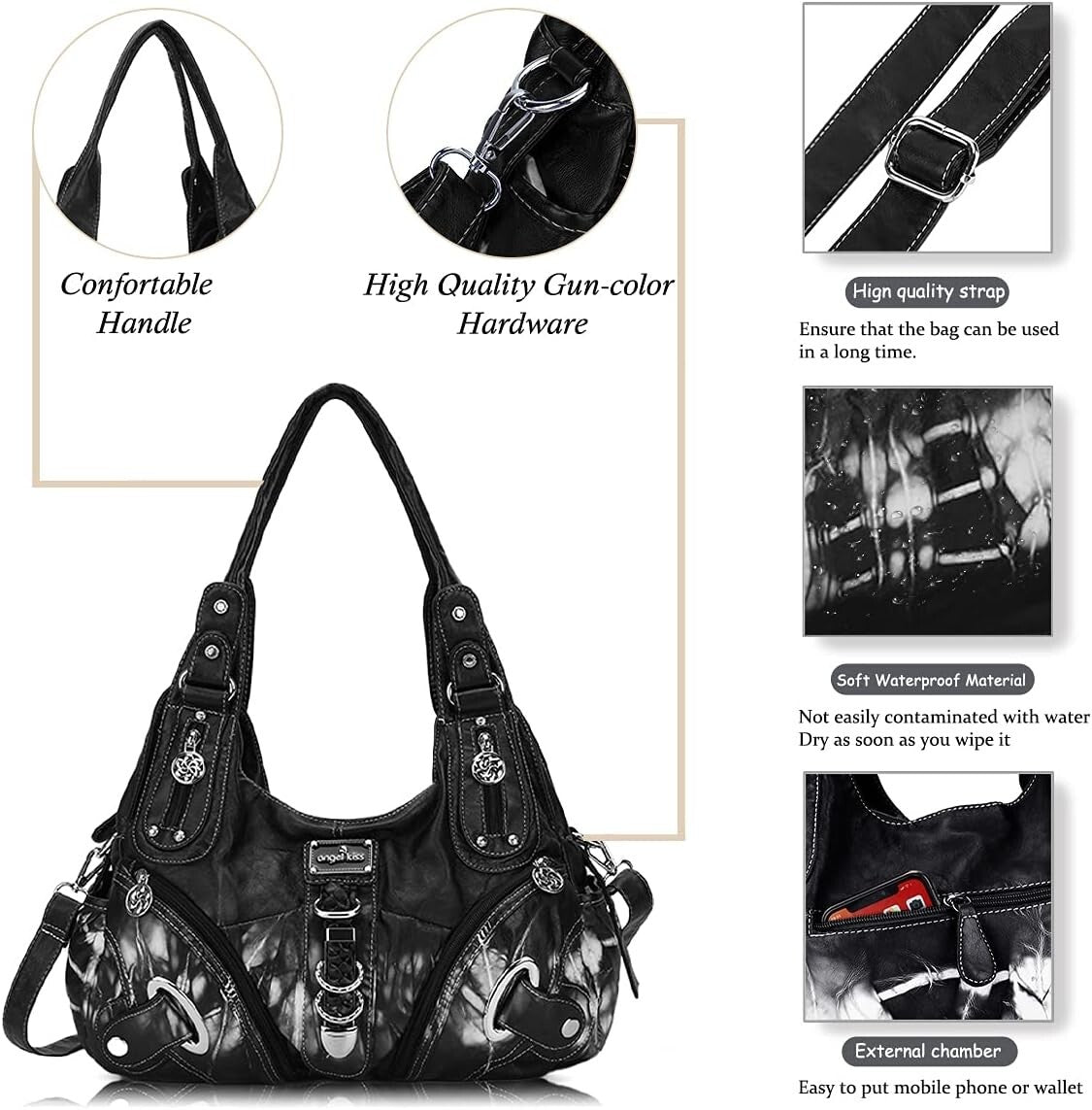 Angelkiss Women's Hobo Purse Large Daily Shoulder Bag